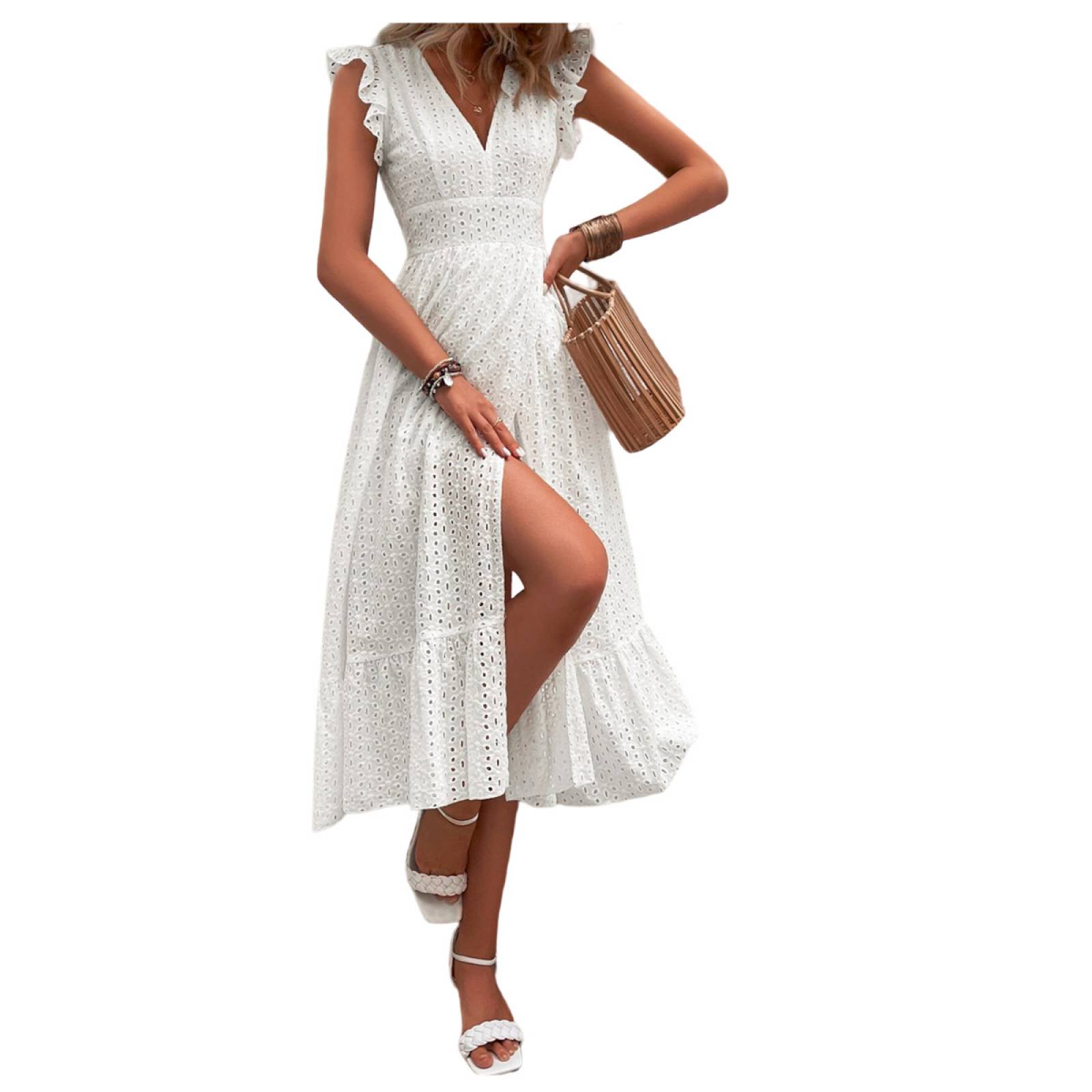 Vestido Blanco Casual de Playa o Fiesta Dama Mujer Bohemio