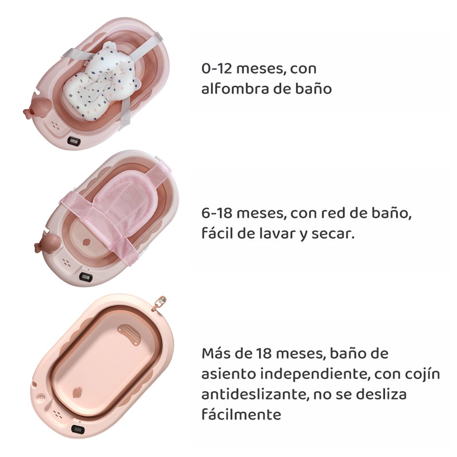 Bañera Tina De Baño Para Bebe Plegable Portátil Con Cojín