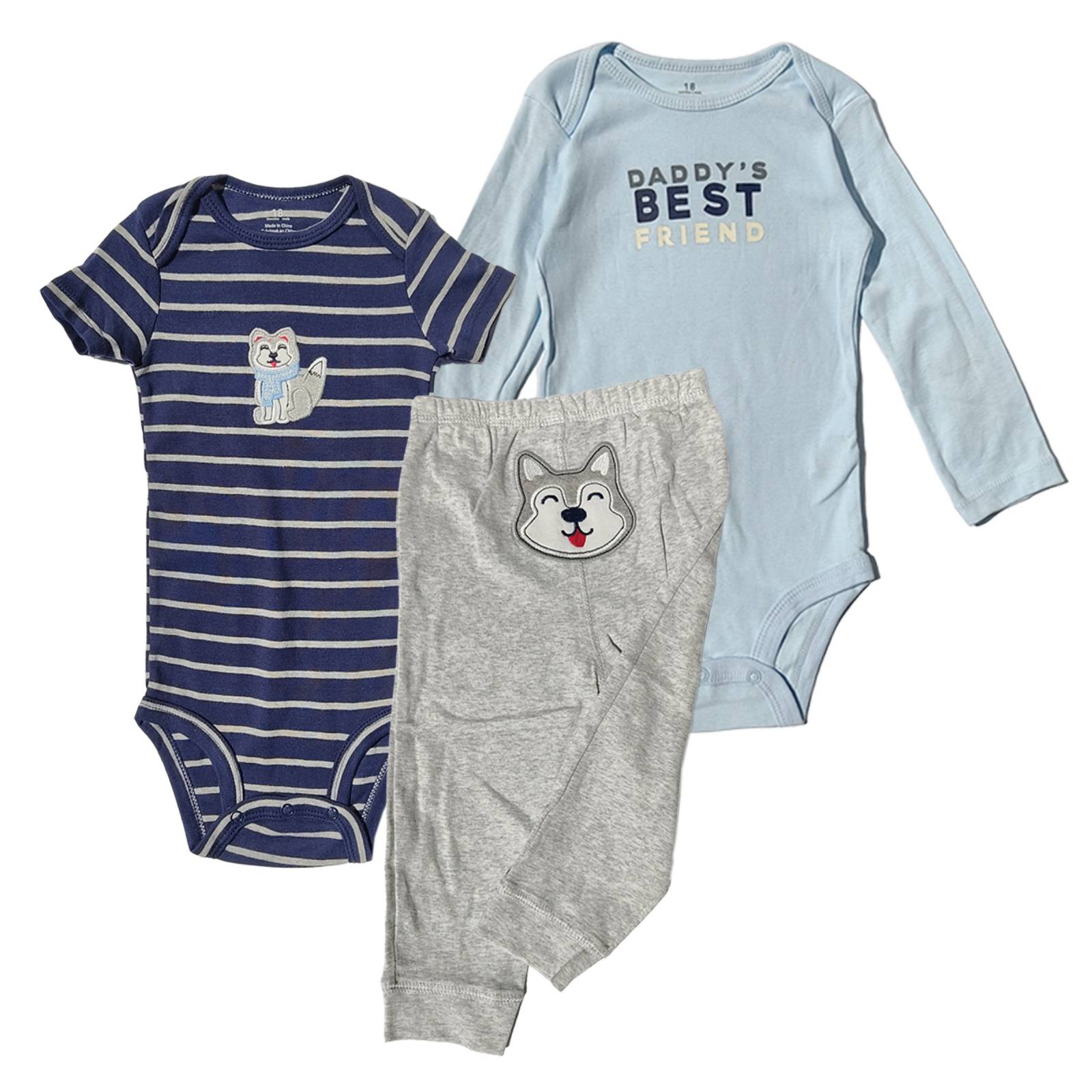 Conjunto 3 pzas Ropa de Bebé Pañalero Pantalón Niño Niña