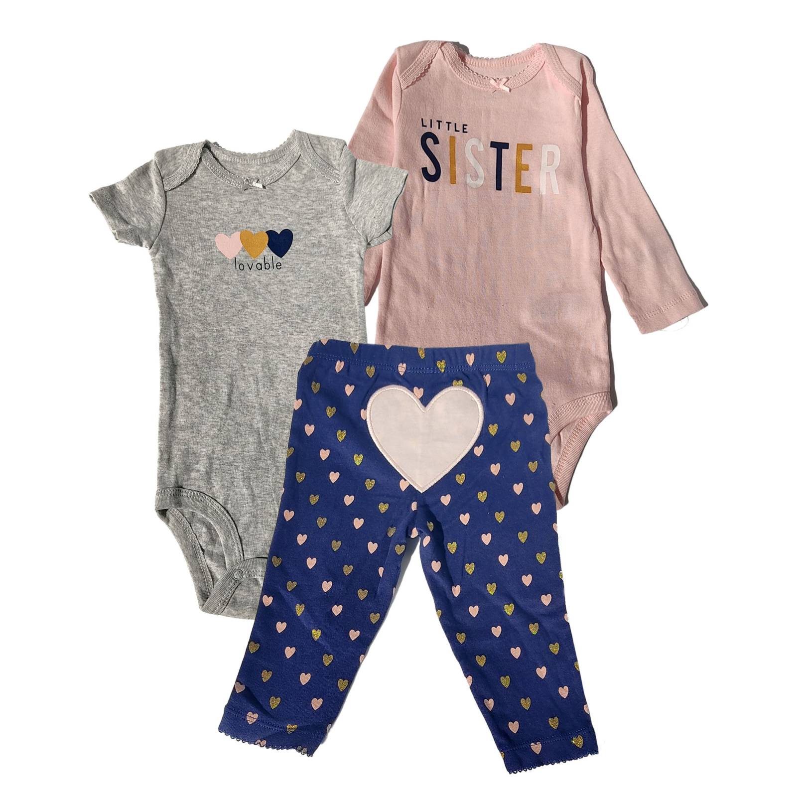 Conjunto 3 pzas Ropa de Bebé Pañalero Pantalón Niño Niña
