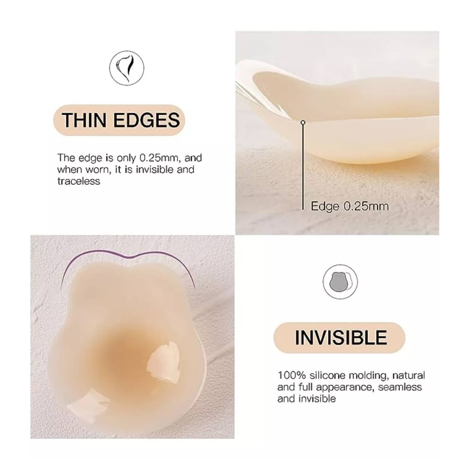 Boob Tape Cubre Pezón Pezonera Silicon Levanta Busto 1 Par