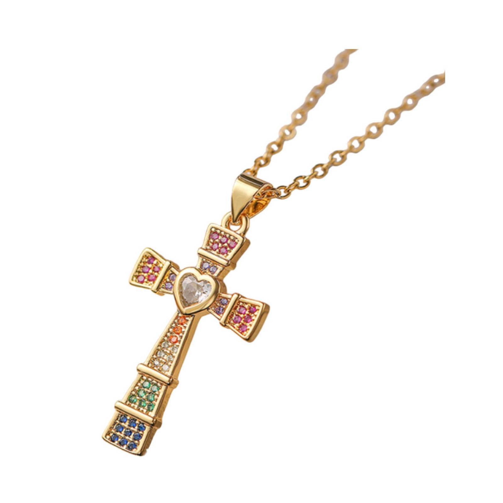 Joyeria de Mujer Collar con Dije de Cruz Circonia Cúbica