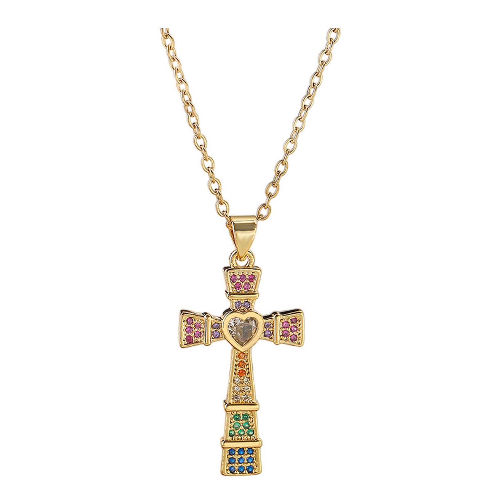 Joyeria de Mujer Collar con Dije de Cruz Circonia Cúbica