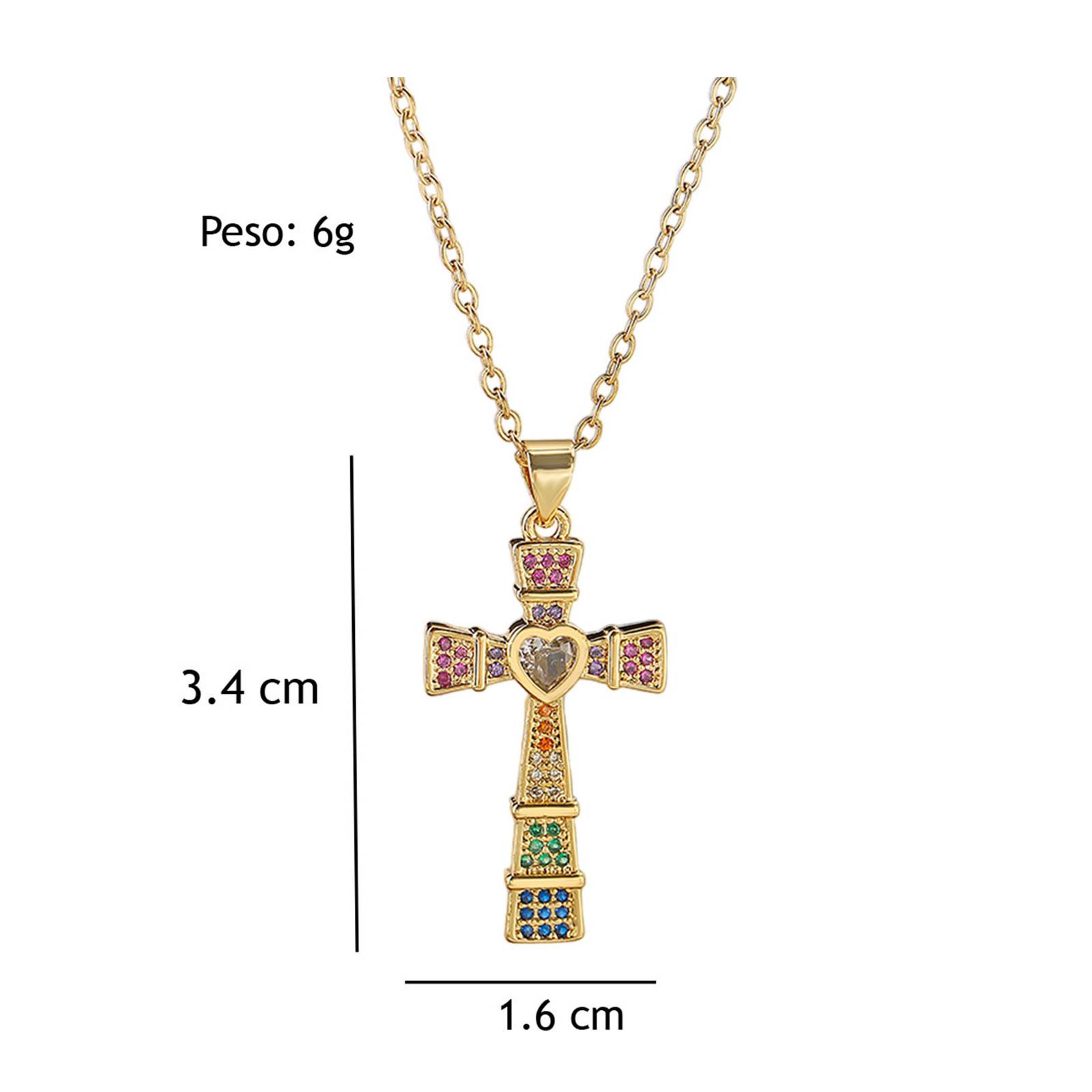 Joyeria de Mujer Collar con Dije de Cruz Circonia Cúbica