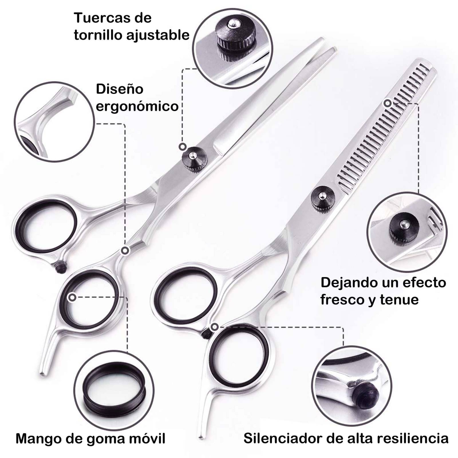 kit Tijeras Para Cabello Estilista Barbero Profesional 10pza