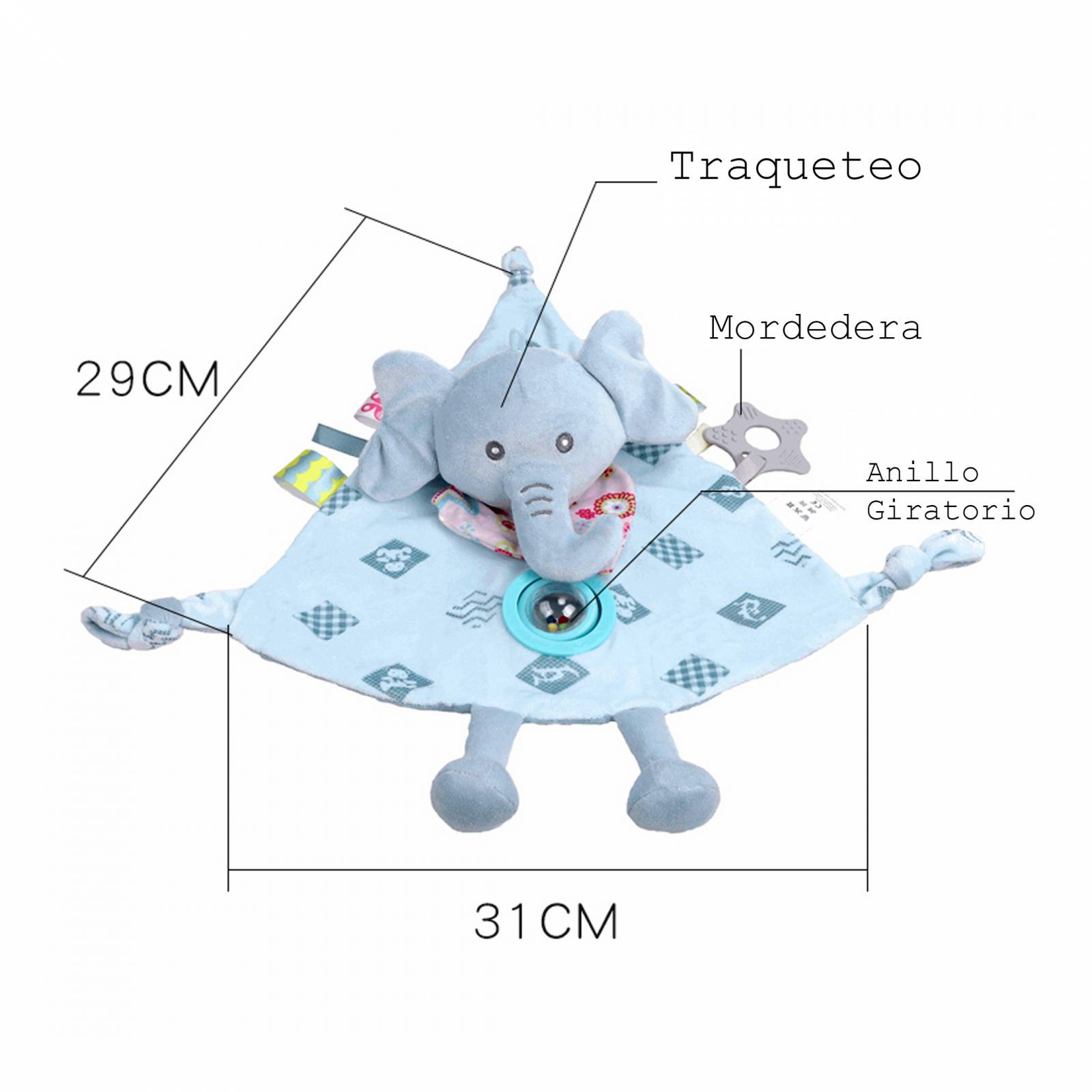 Manta De Apego Bebe Peluche Extra Suave Texturas Sensorial