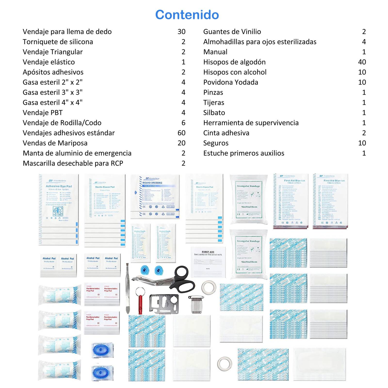 Kit de primeros auxilios de 330 piezas, kit médico compacto impermeable  premium para cualquier emergencia, ideal para el hogar, oficina, automóvil