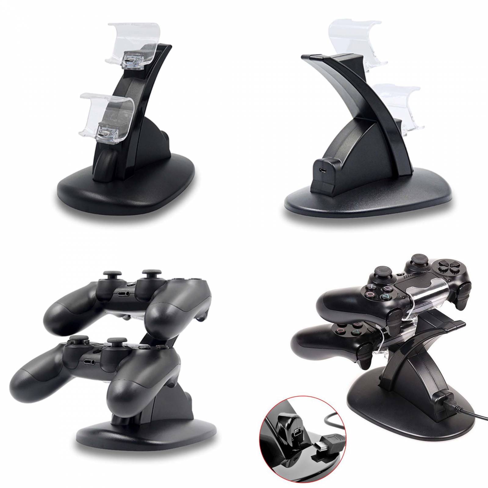 Torre de Cargador Inalámbrico para PS4 Conector de Carga USB