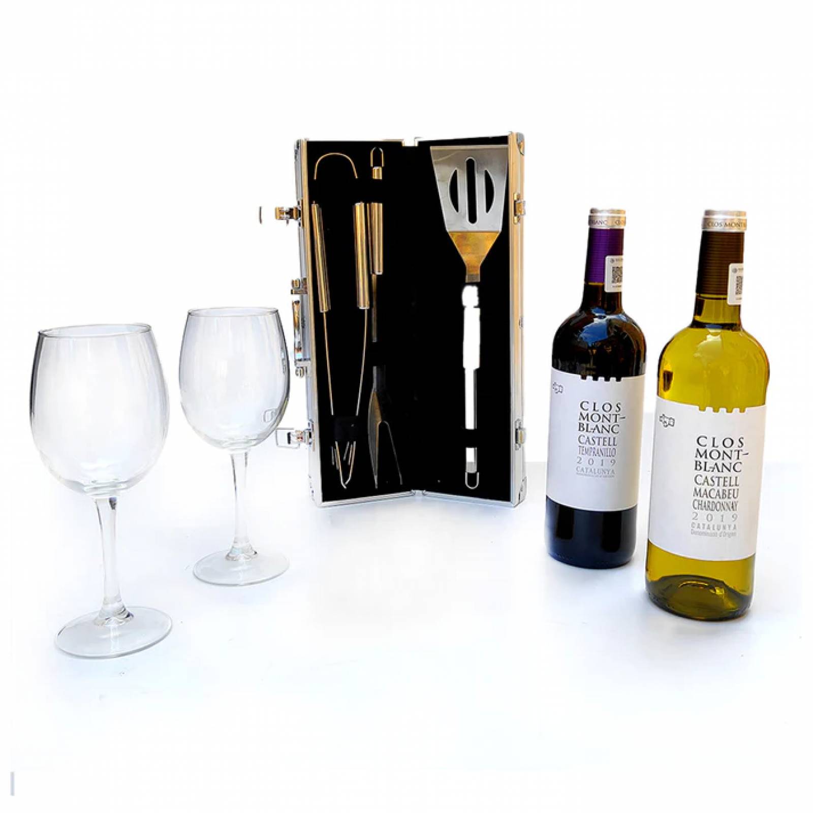 Kit Para Barbacoa Con Vino Tinto y Blanco