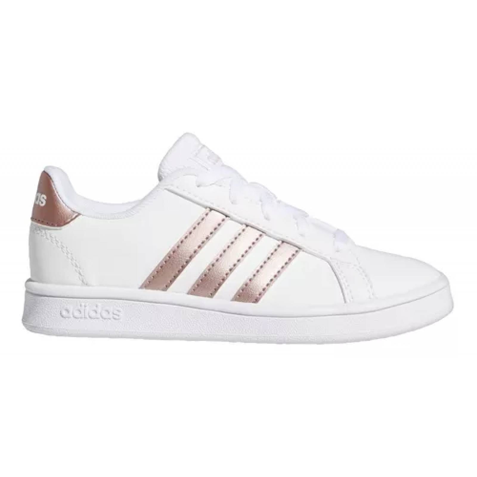 Tenis Casual Adidas Grand Court K EF0101 Color Blanco Original!