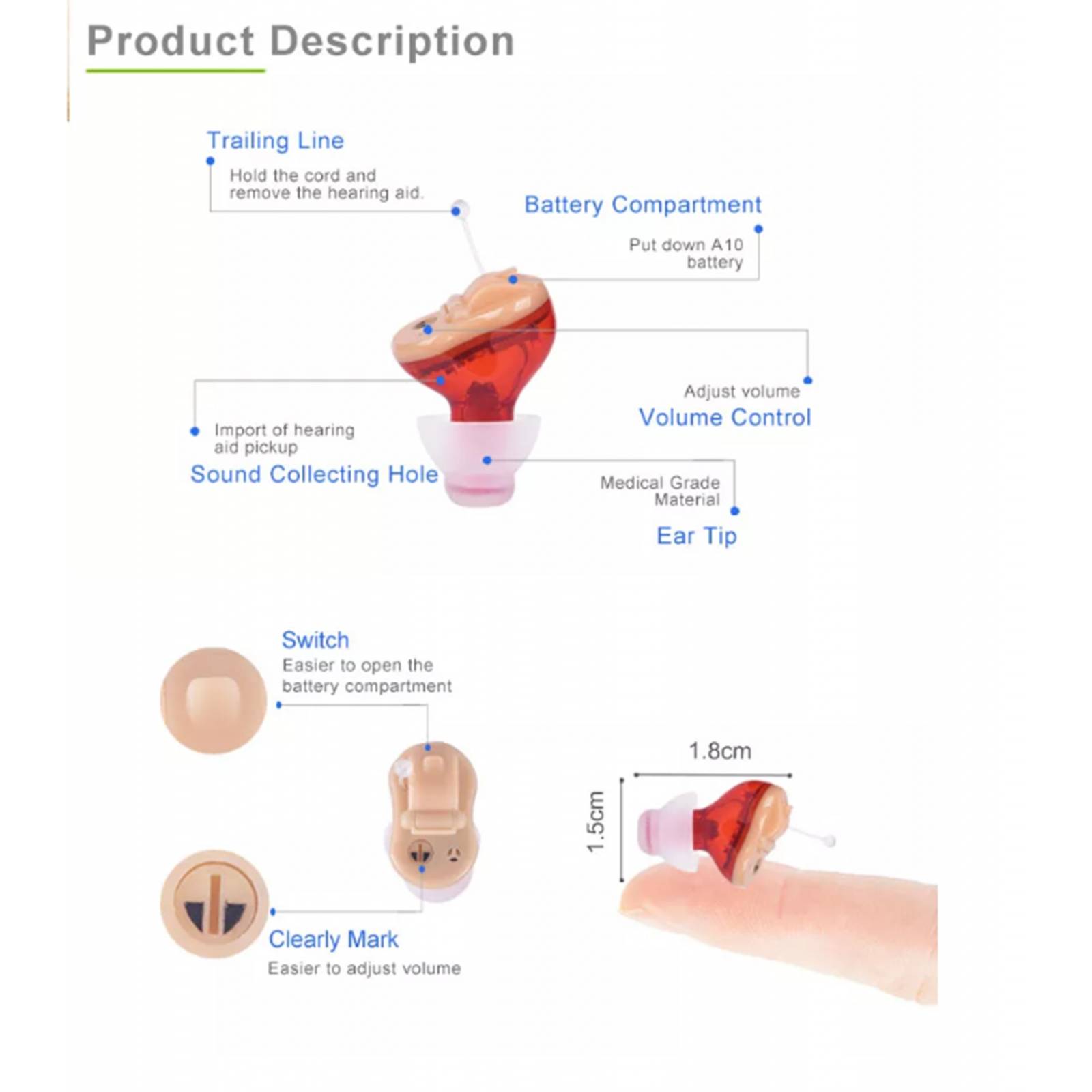 Amplificador de Audio Aparato para Sordera C/ Bateria SEROUNDER GM910