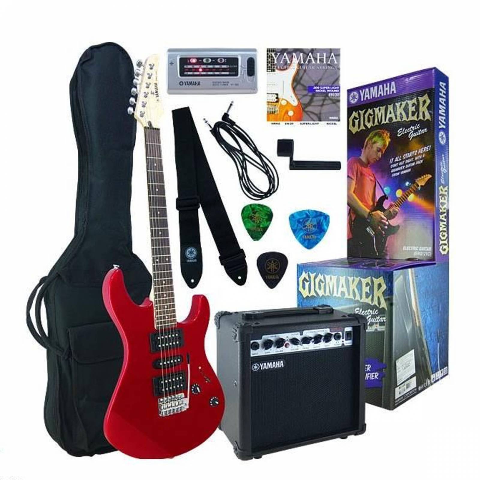 Yamaha Paquete De Guitarra Amplificador Y Accesorios  ERG121GPIIMR ROJO