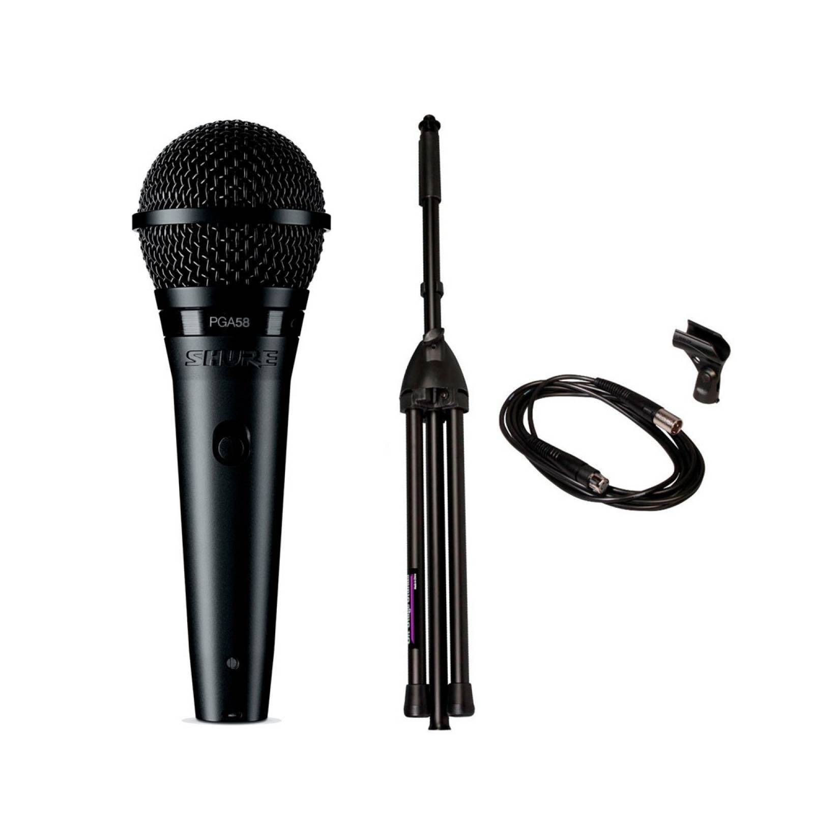 Paquete de Micrófono Shure PGA58-XLR con Pedestal y cable Original