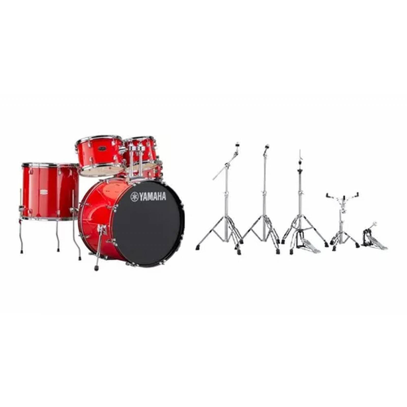 Yamaha Rydeen Rdp2f5rdhw Batería Acústica Hot Red con herrajes