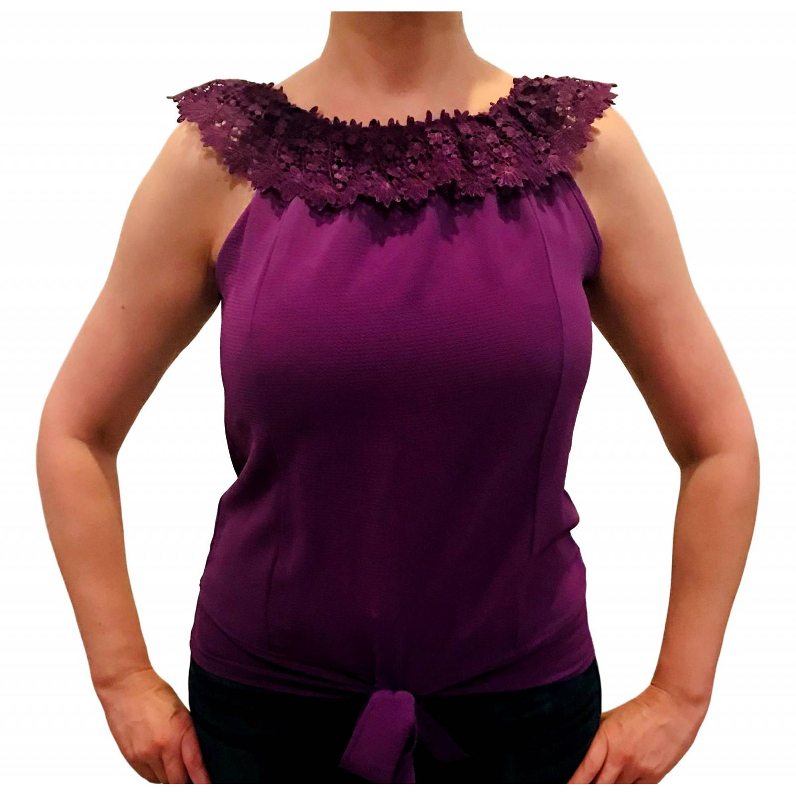 Blusa para dama mujer casual sin mangas con encaje Tantrax