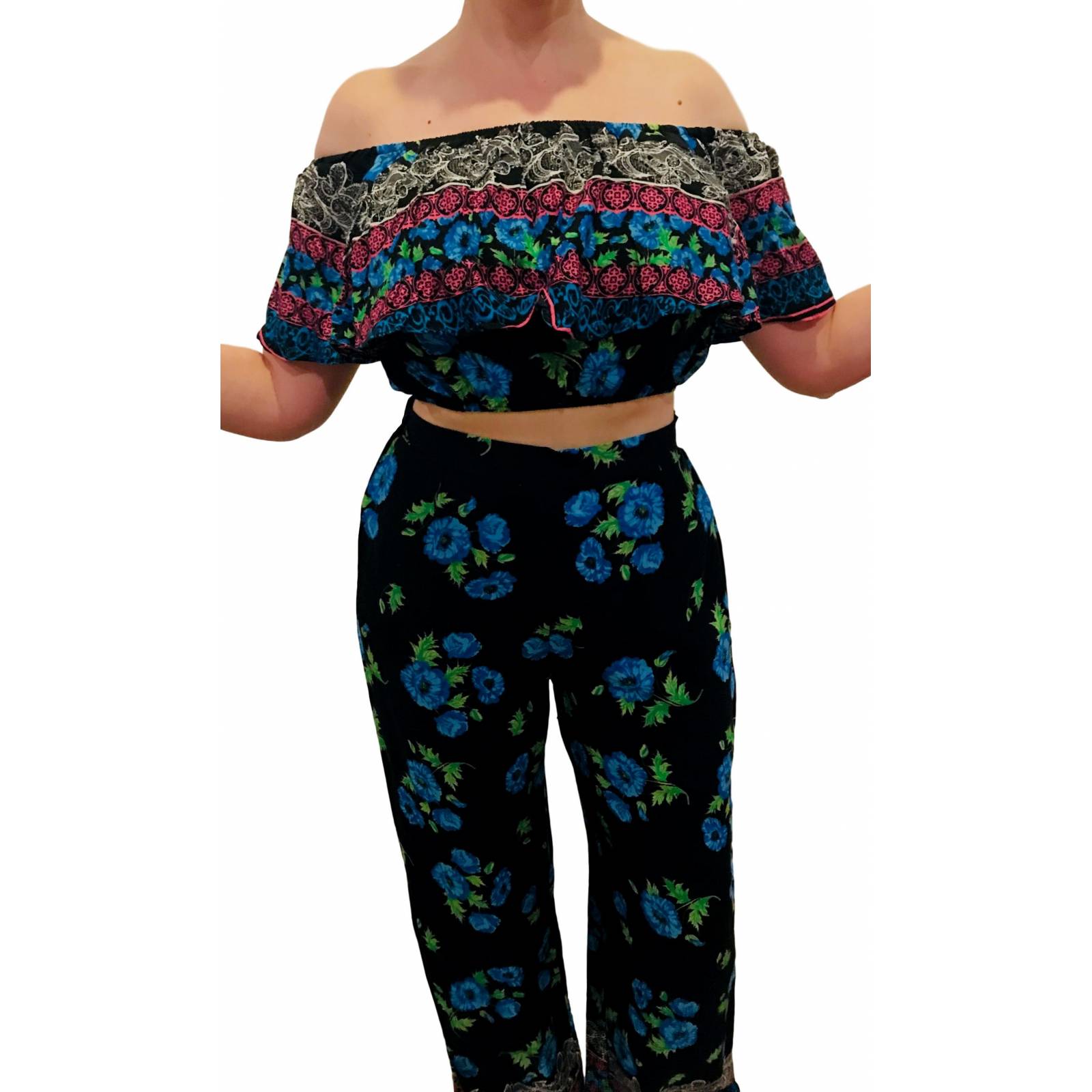 Pantalón y blusa para mujer casual sin mangas conjunto fiesta estampado Be You Tiful