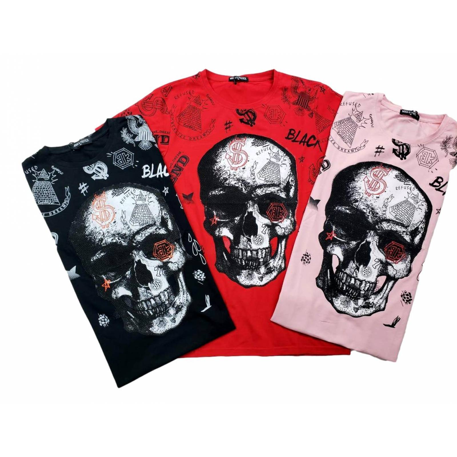 Playera hombre casual calavera piedras moderna  spandex MODA & PRITEX