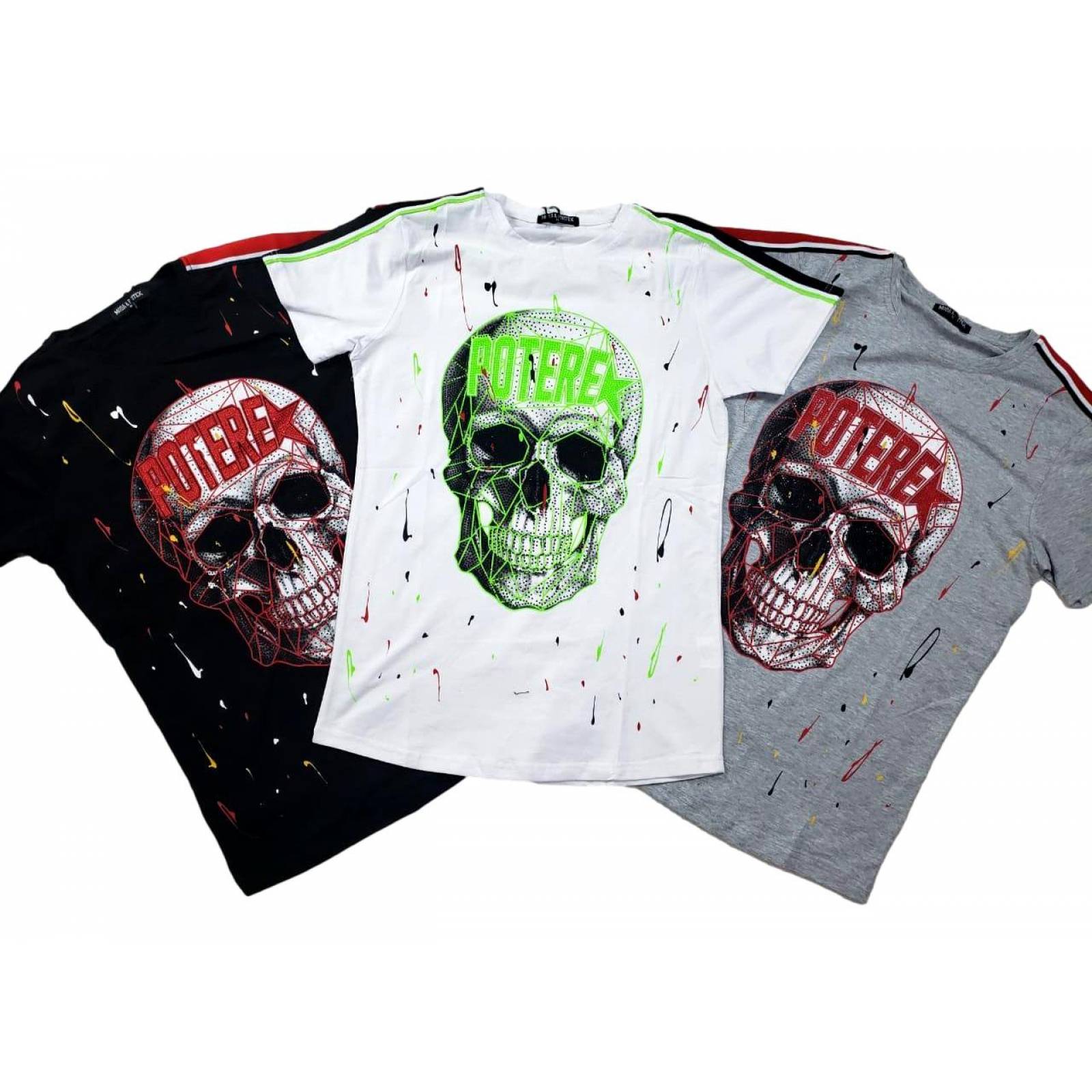 Playera hombre casual calavera piedras moderna spandex potere MODA & PRITEX