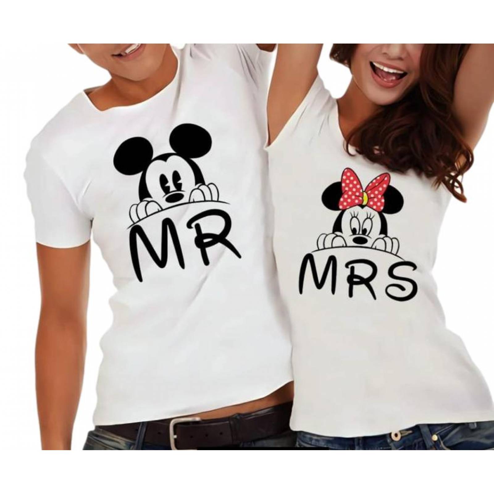 Playeras duos para parejas moda juvenil Mr y Mrs