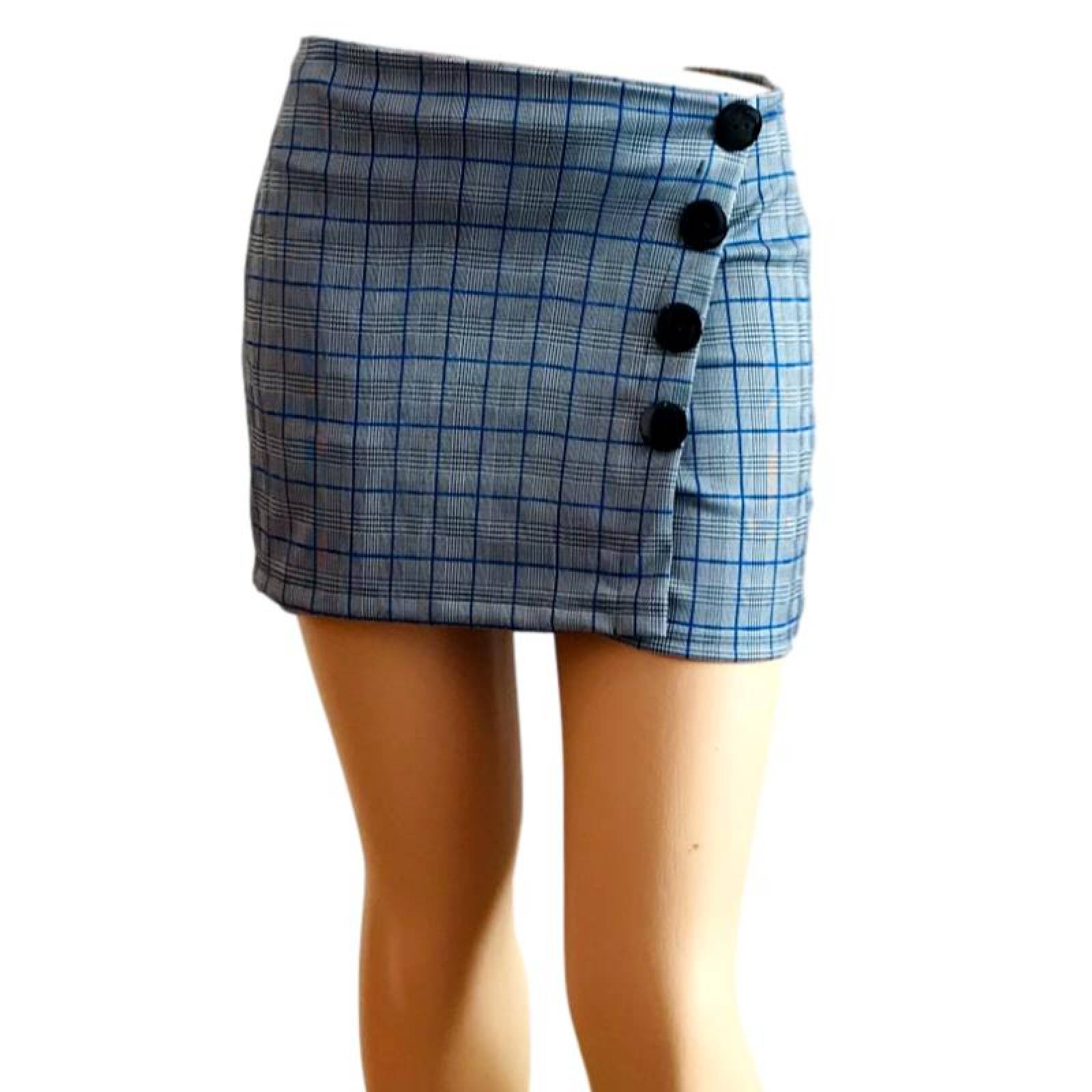 Mini falda short dama colegiala cuadros azul