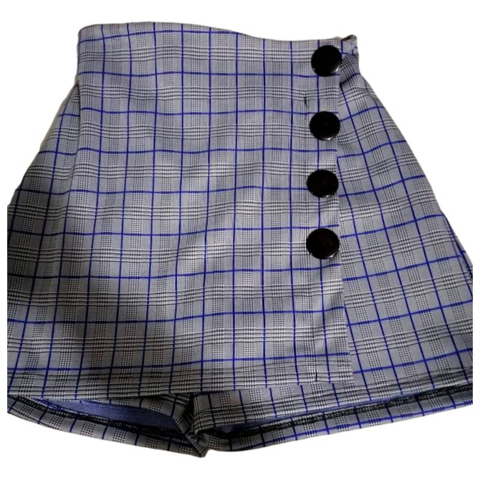 Mini falda short dama colegiala cuadros azul