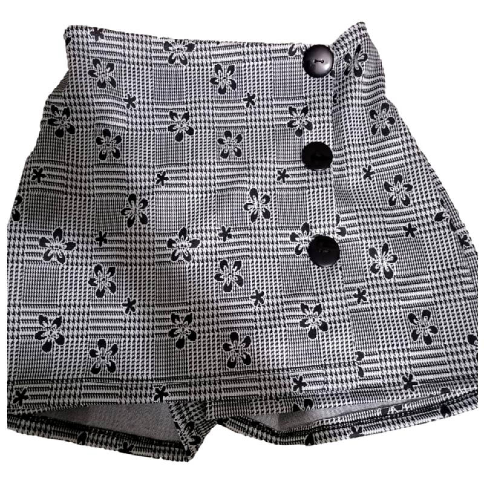 Mini falda short dama colegiala flores negra