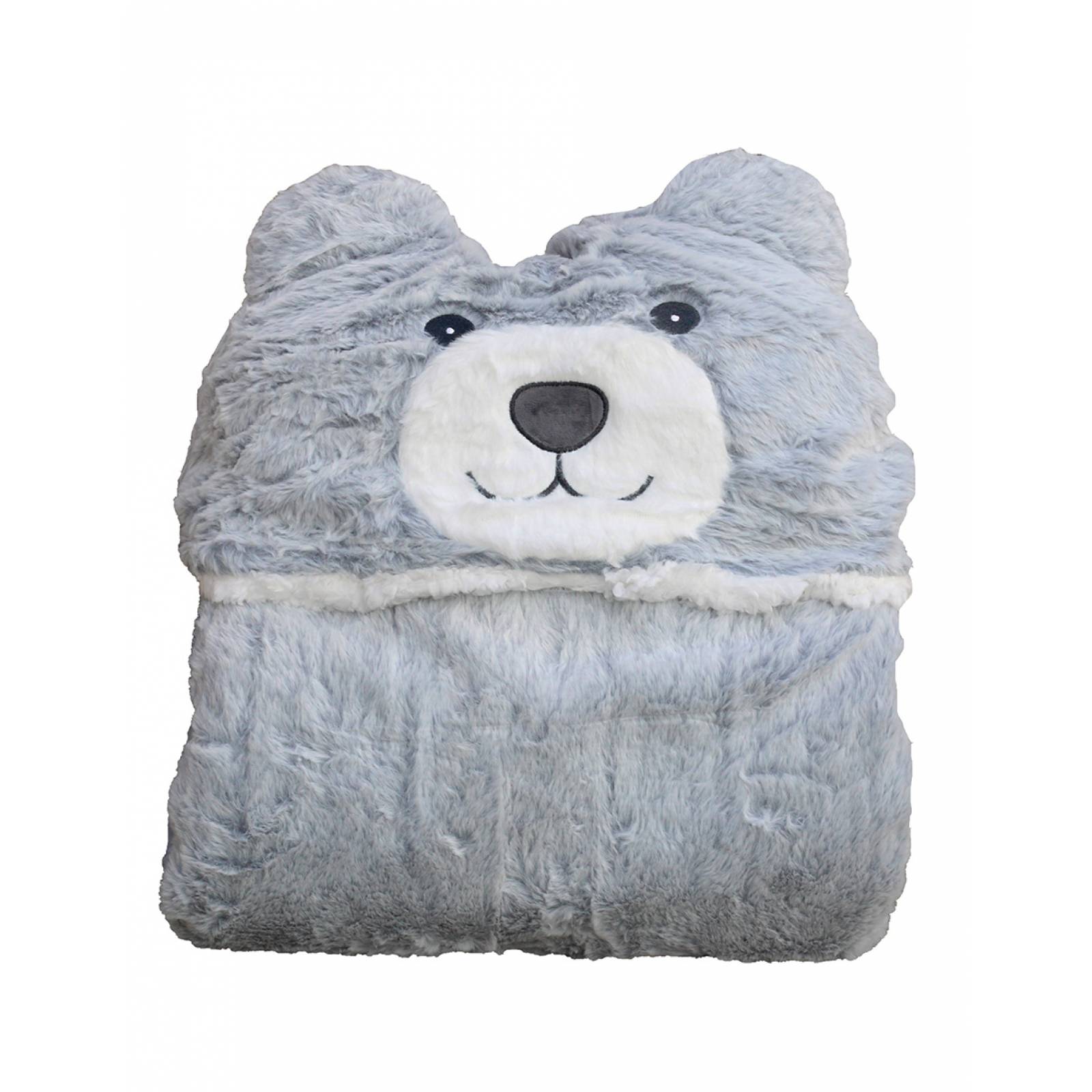 Frazada con gorro Bomy de polar azul oso