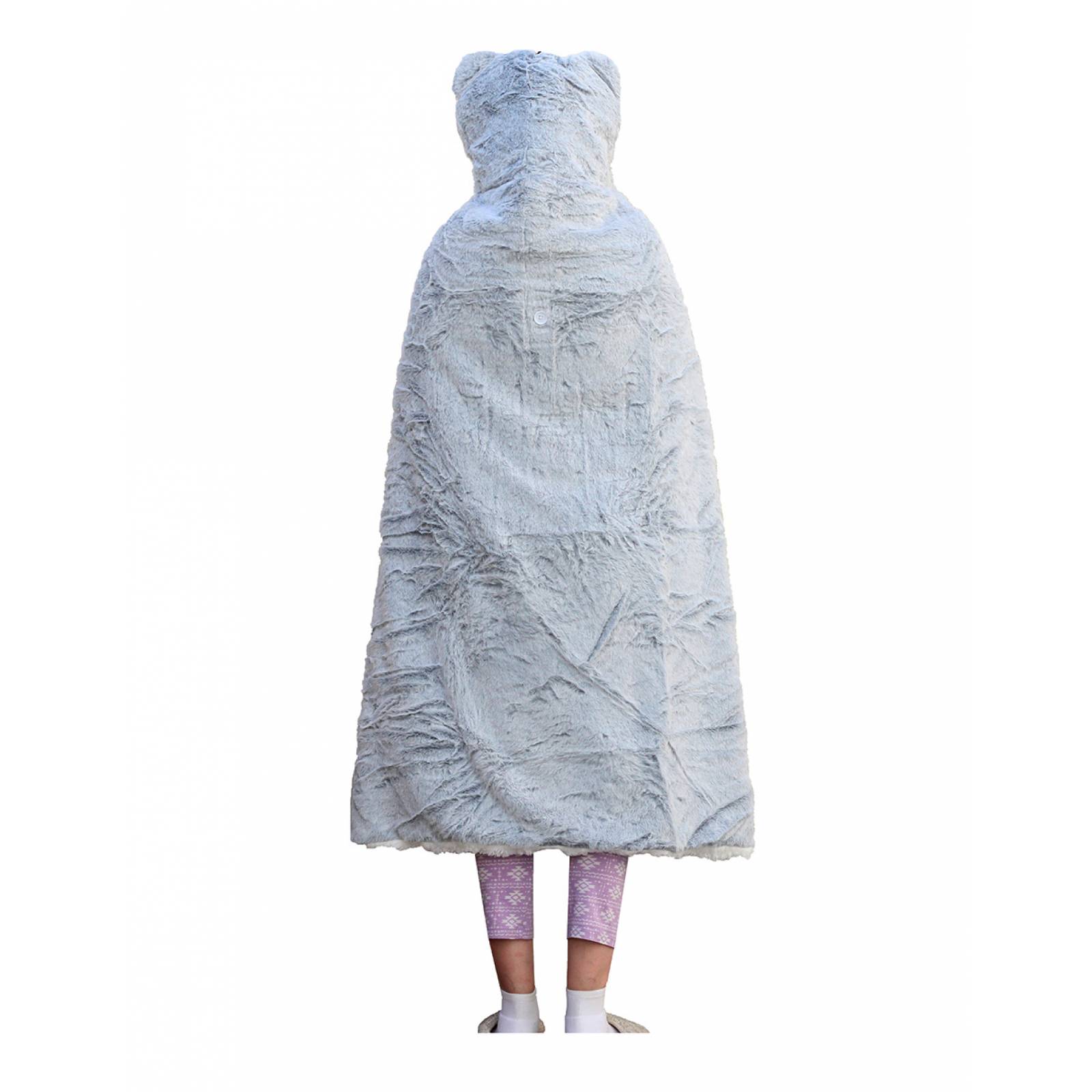 Frazada con gorro Bomy de polar azul oso