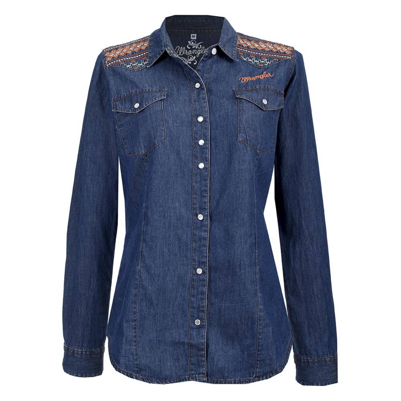 Mezclilla Wrangler Blusas Dama Blusa Vaquera Camisas Vaqueras