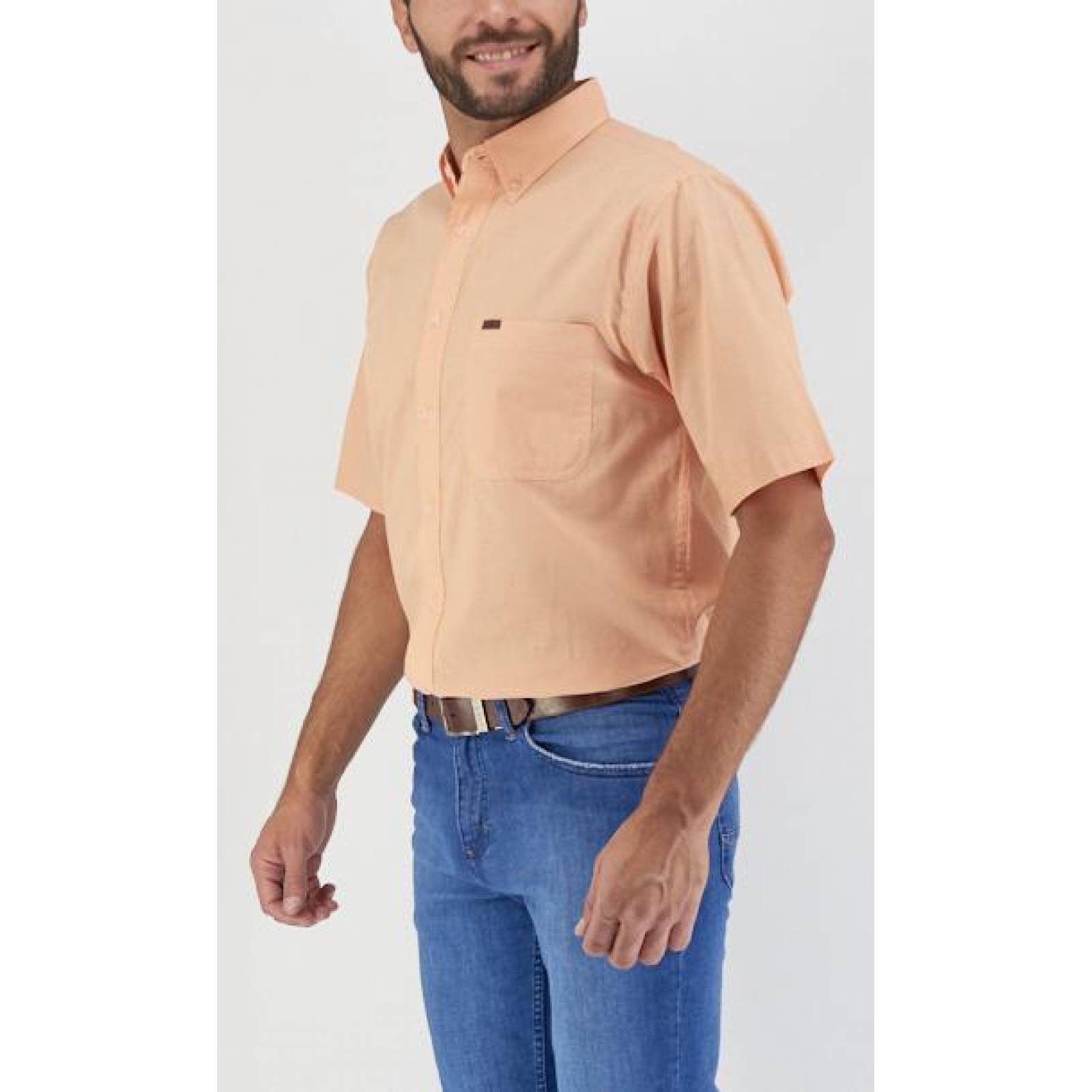 Camisa Lee Hombre Manga Corta Naranja R72