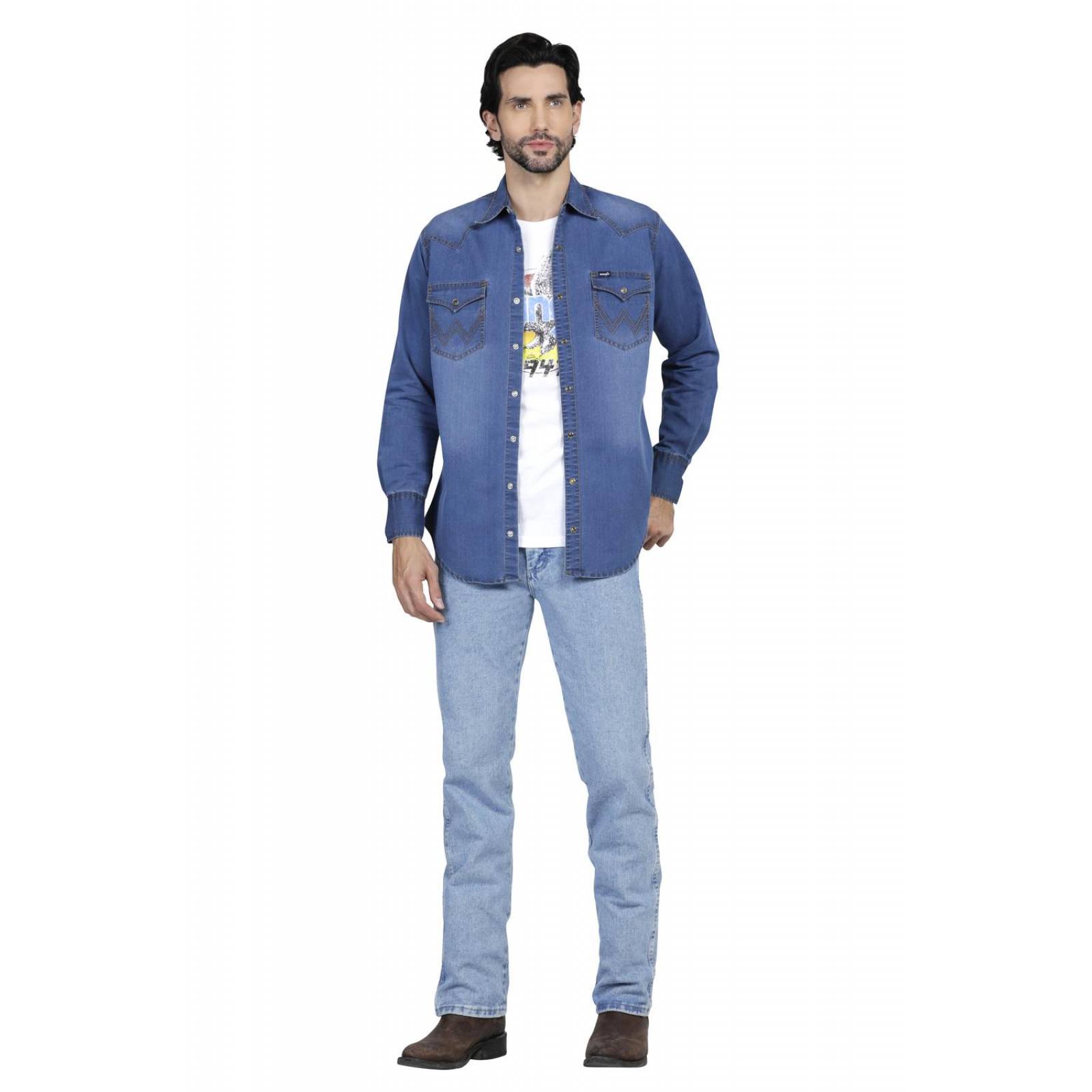 Camisa Vaquera Wrangler Hombre Denim W01 