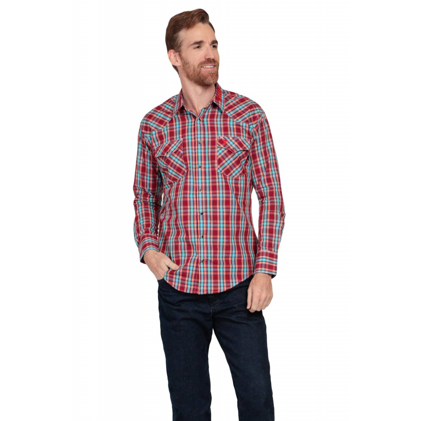 Camisa Vaquera Wrangler Hombre Cuernos Chuecos W01 