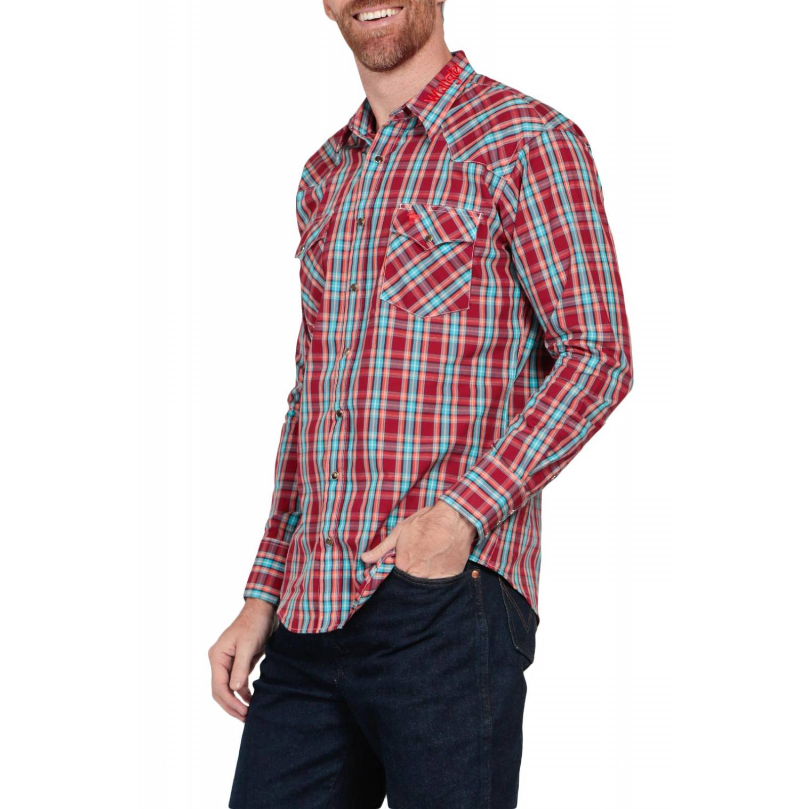 Camisa Vaquera Wrangler Hombre Cuernos Chuecos W01 