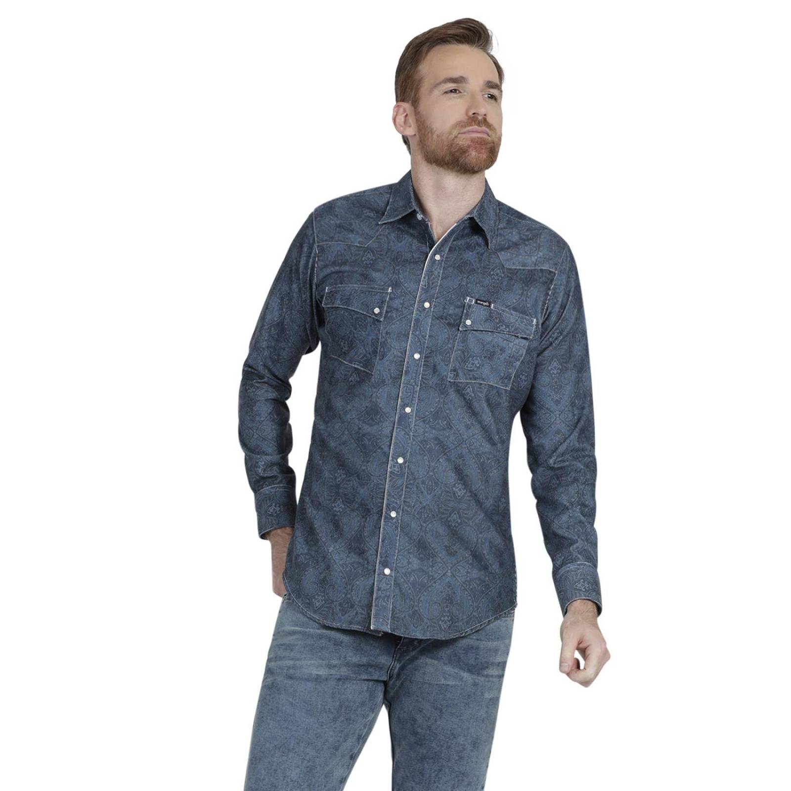 Camisa Vaquera Hombre Wrangler Slim Fit Manga Larga 944 