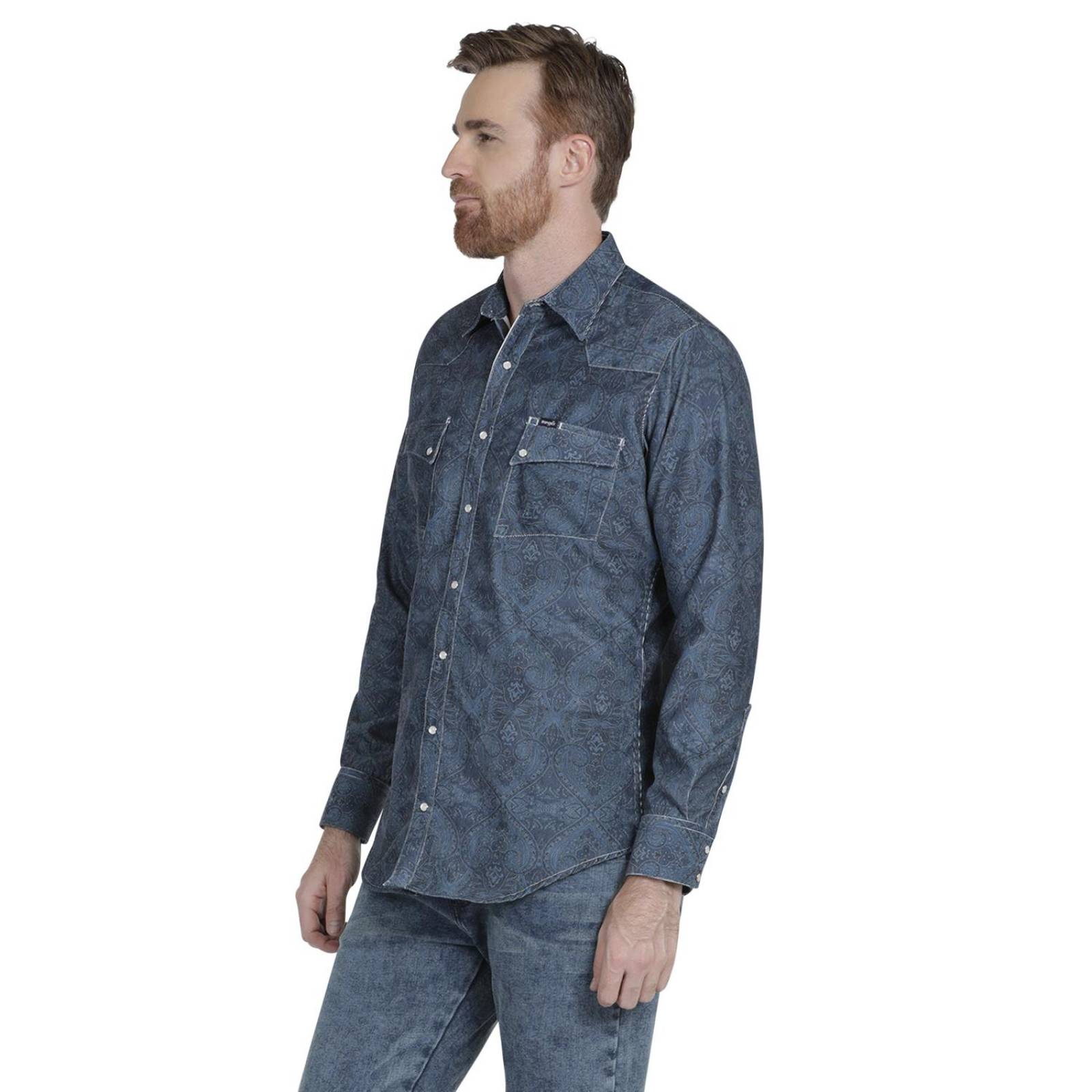 Camisa Vaquera Hombre Wrangler Slim Fit Manga Larga 944 