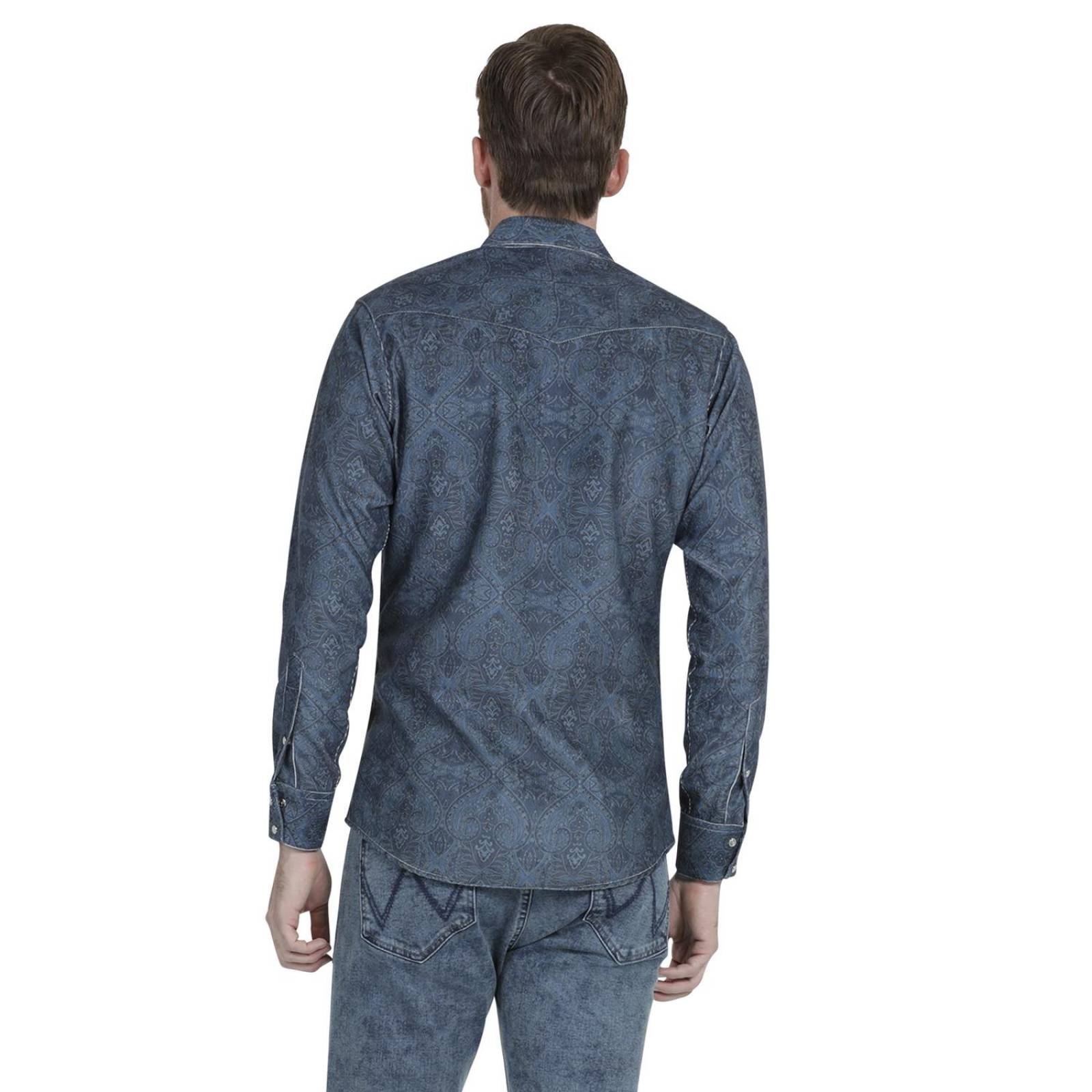Camisa Vaquera Hombre Wrangler Slim Fit Manga Larga 944 