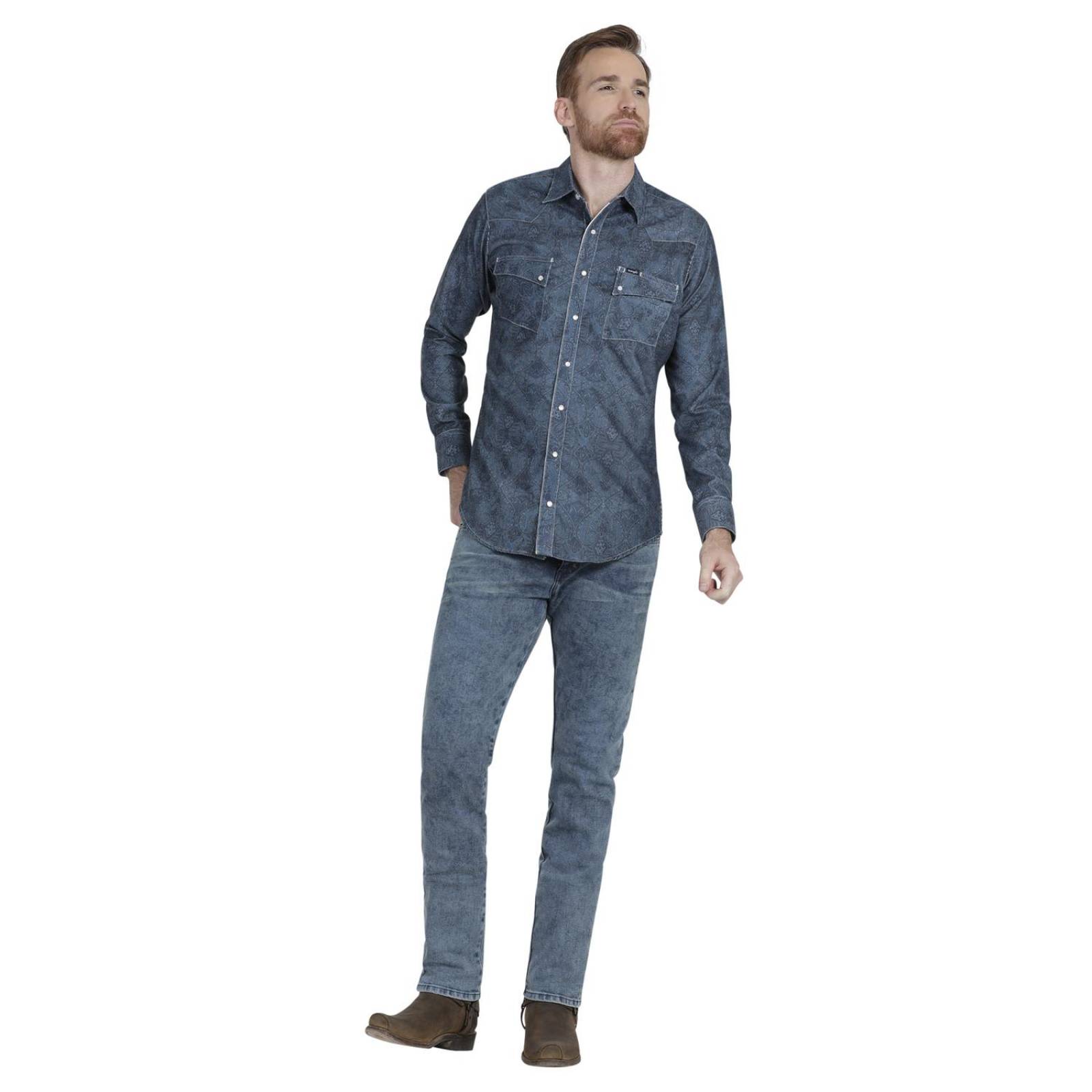 Camisa Vaquera Hombre Wrangler Slim Fit Manga Larga 944 