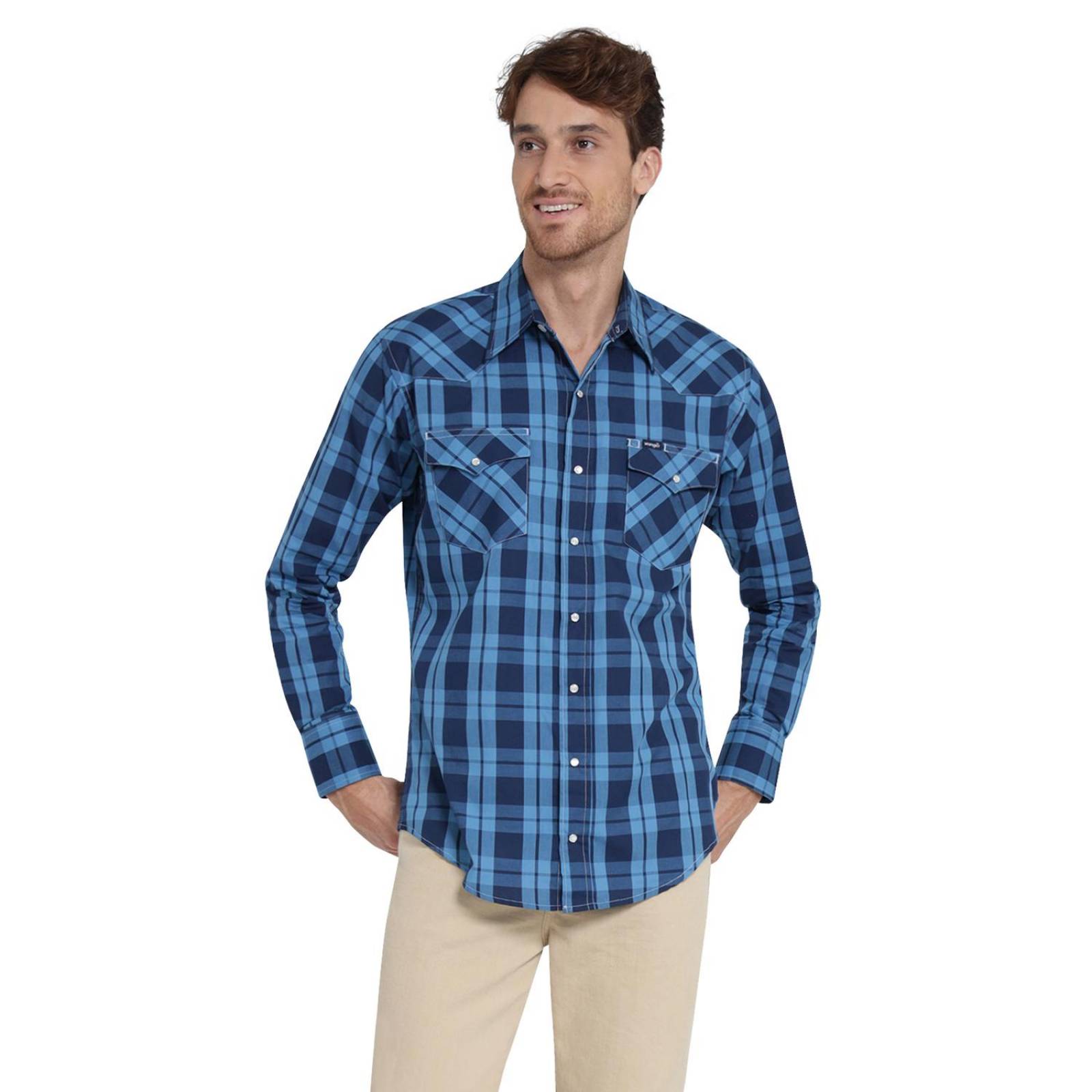Camisa Vaquera Hombre Wrangler Regular Fit Manga larga 40A