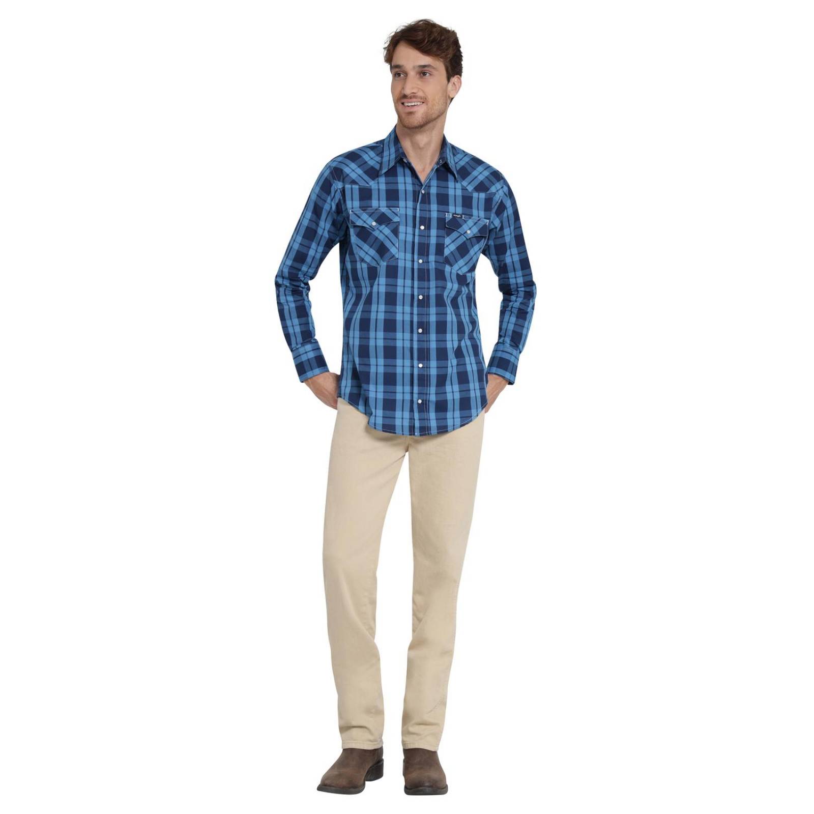 Camisa Vaquera Hombre Wrangler Regular Fit Manga larga 40A
