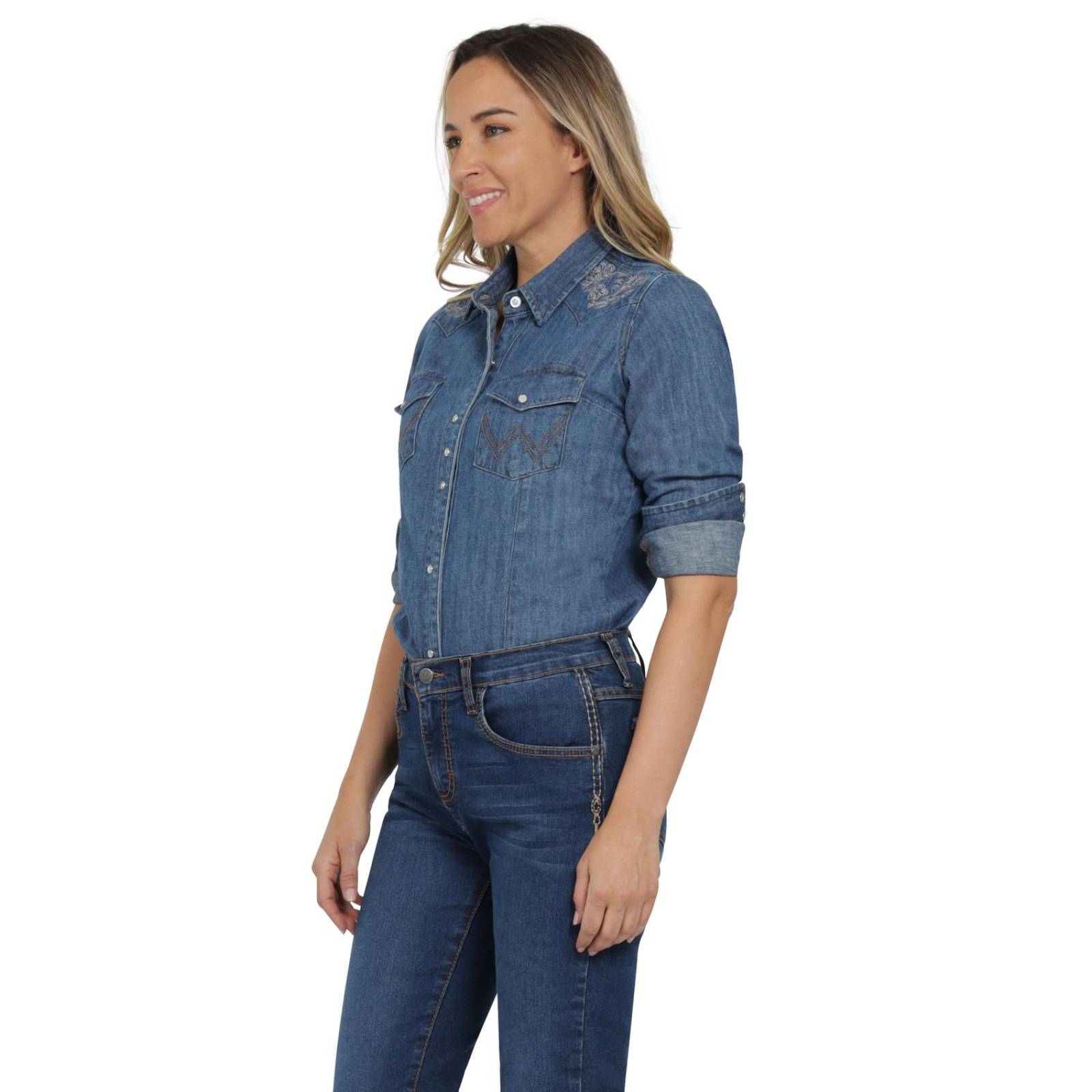 Blusa Vaquera Mujer Wrangler Slim Fit Manga larga 411 