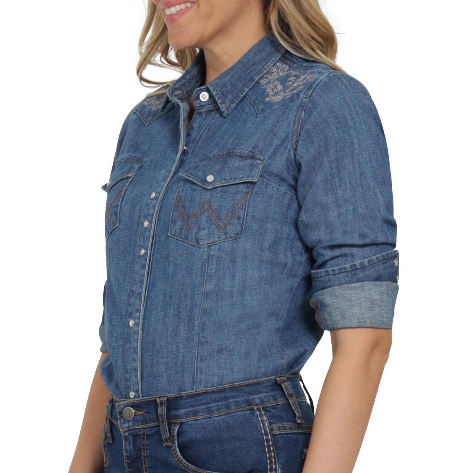 Blusa Vaquera Mujer Wrangler Slim Fit Manga larga 411 