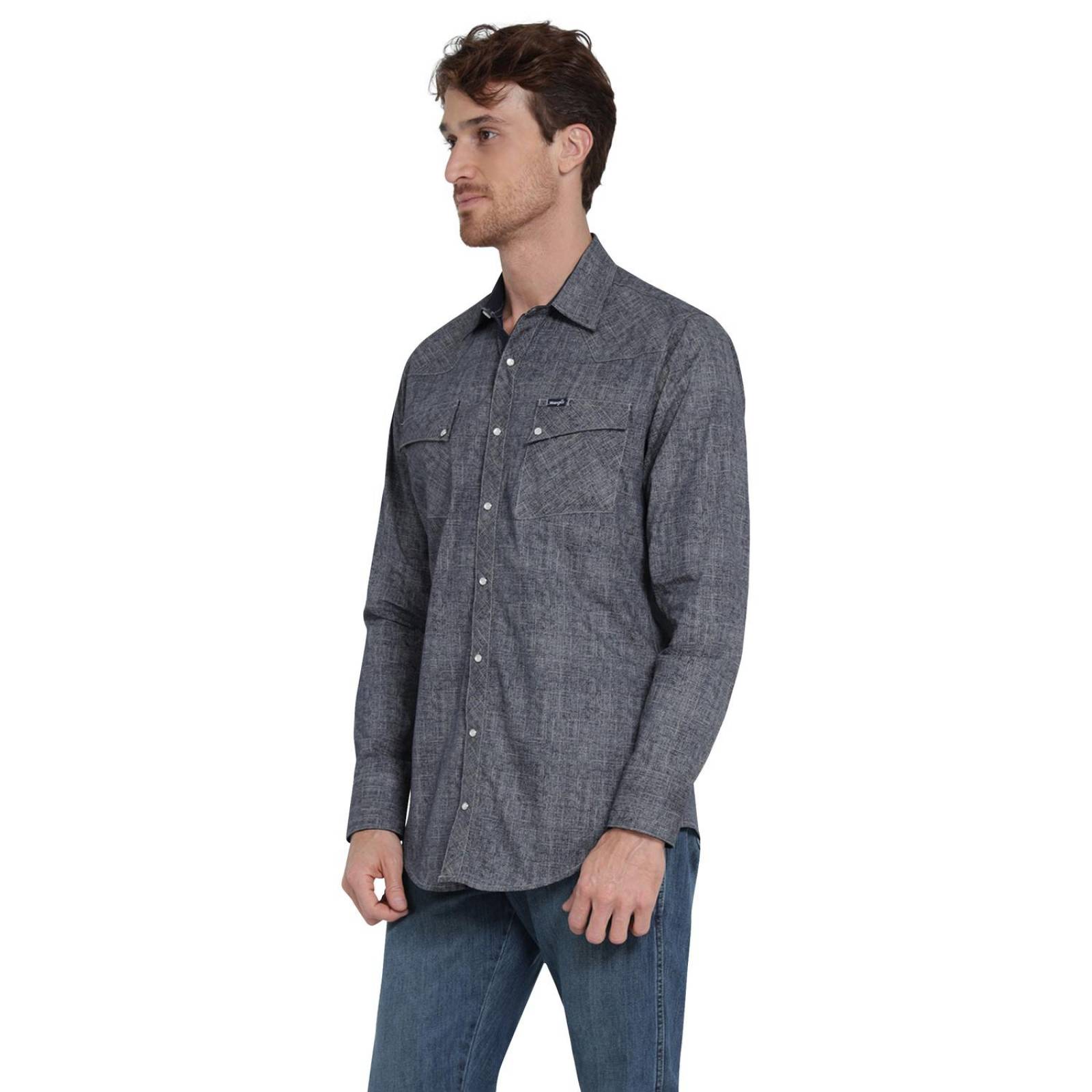 Camisa Vaquera Hombre Wrangler Slim Fit Manga larga 413