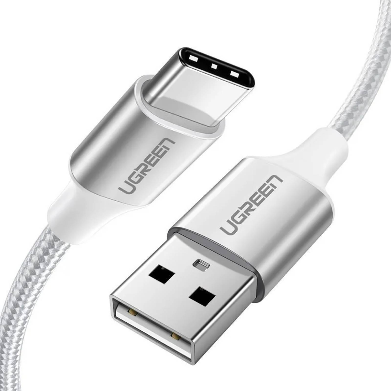 Cable Usb-a 2.0 A Usb-c Ugreen Niquelado Trenzado 1m Blanco