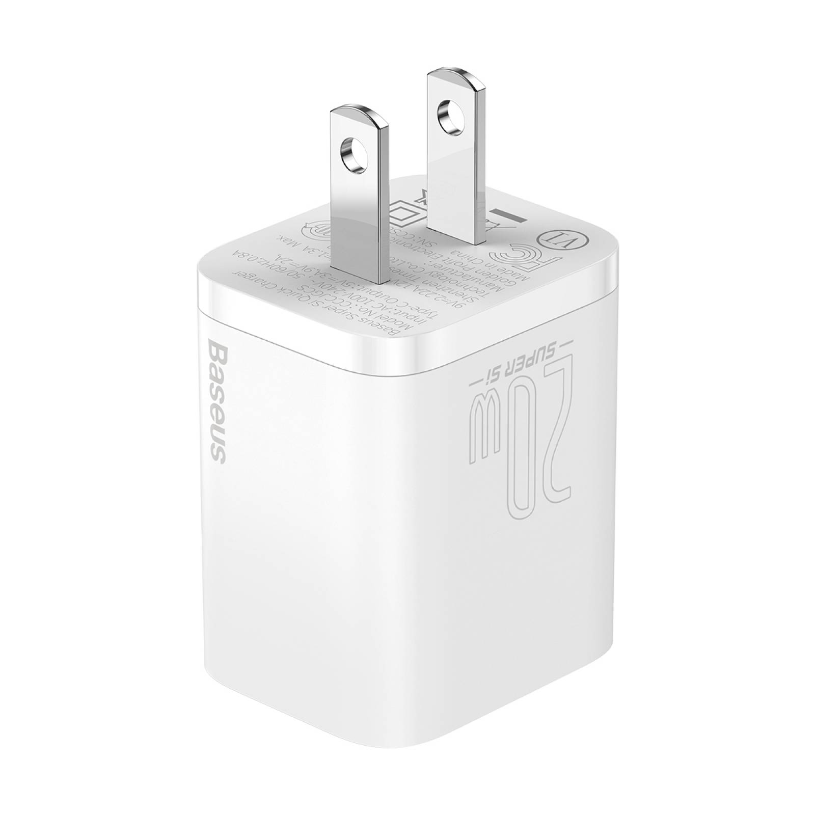 Super Cargador 20W+cable Tipo-C/lightning 1m Blanco Baseus