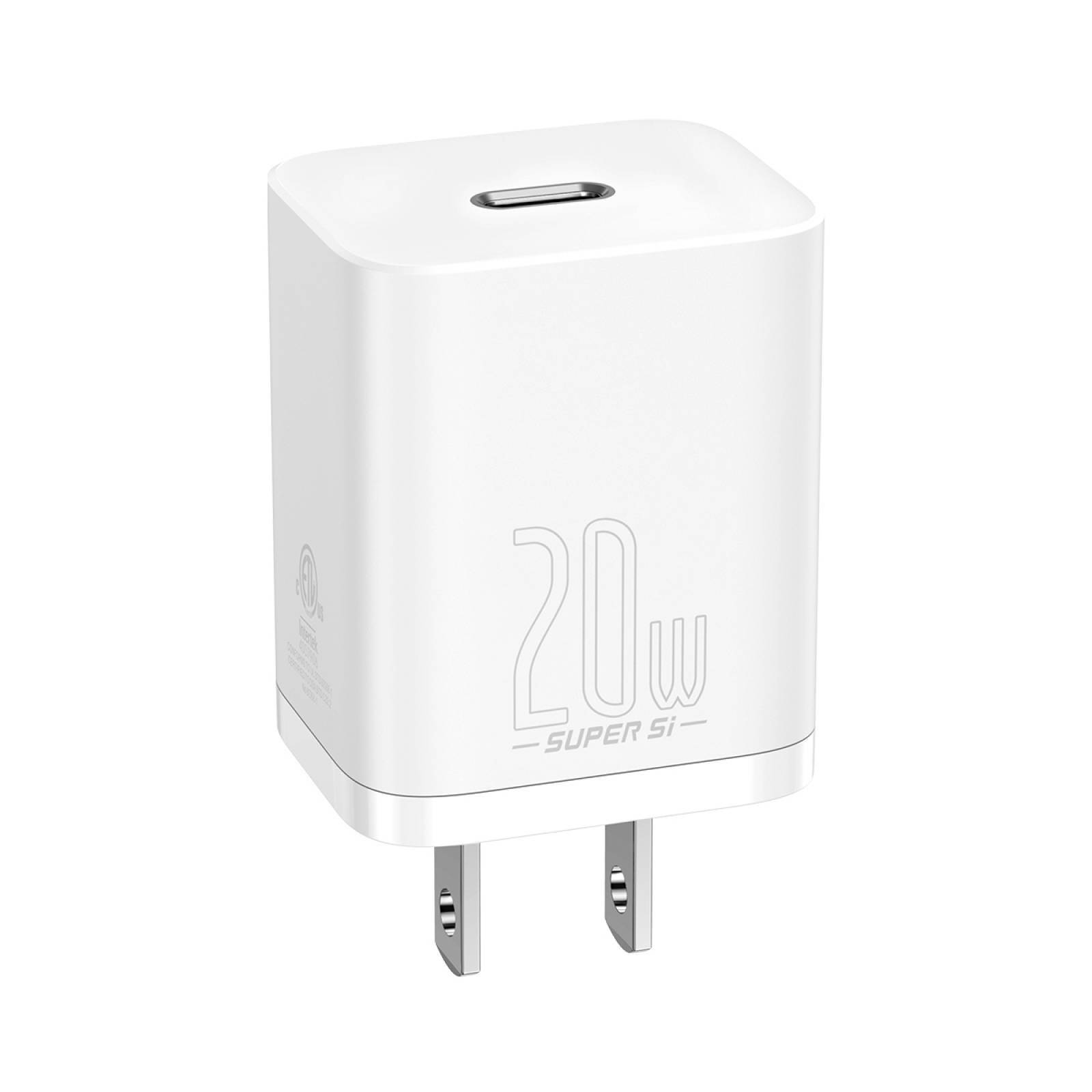 Super Cargador 20W+cable Tipo-C/lightning 1m Blanco Baseus