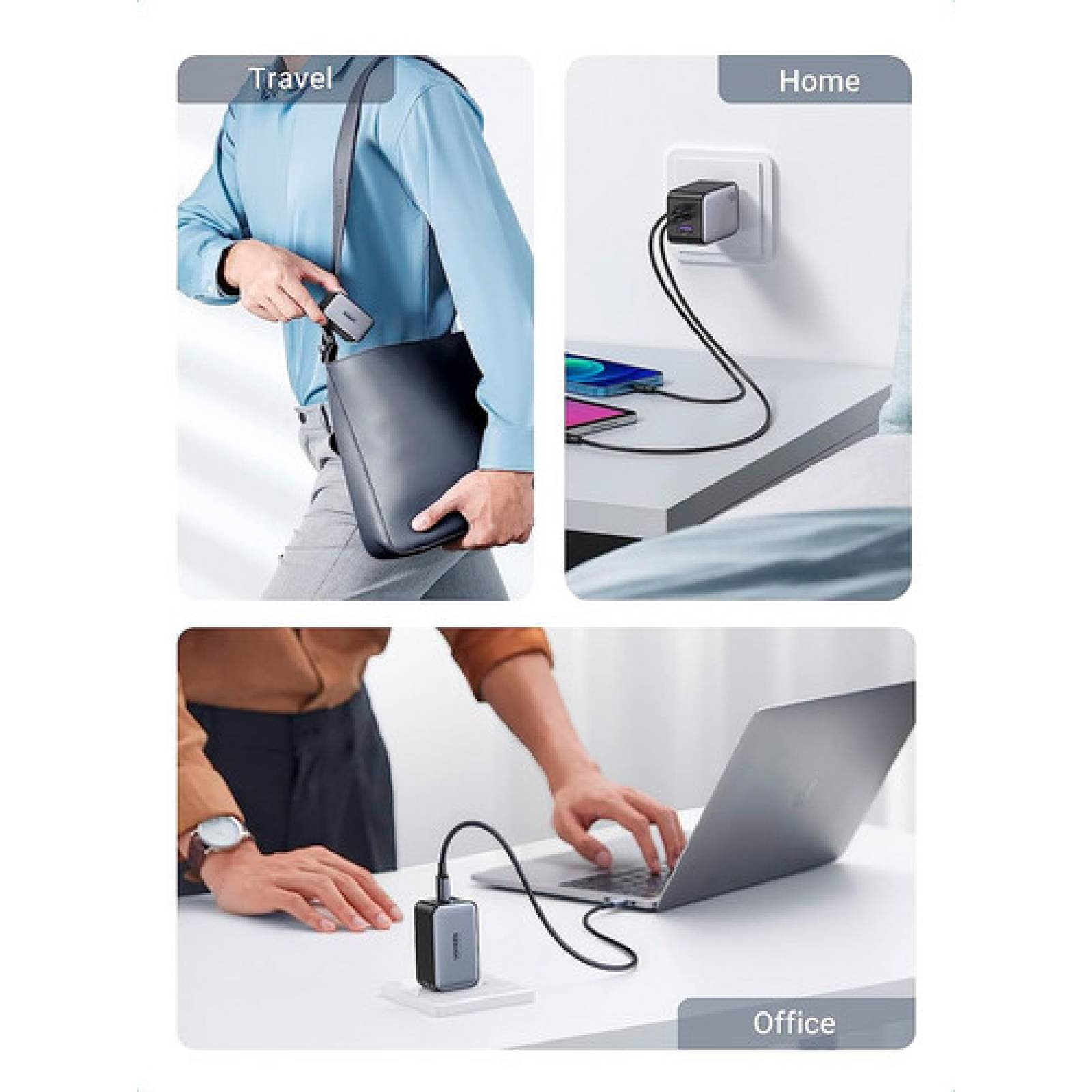 Mini Cargador Ugreen 65w Pd Gan Carga Rápida Usb A Y 2 Usb C