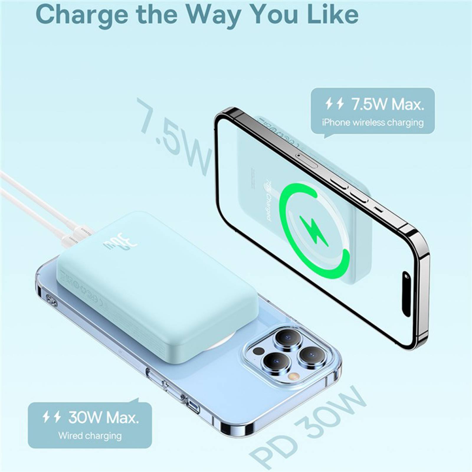 Batería Portátil Baseus PPCX110203 Magnético Tipo C Azul