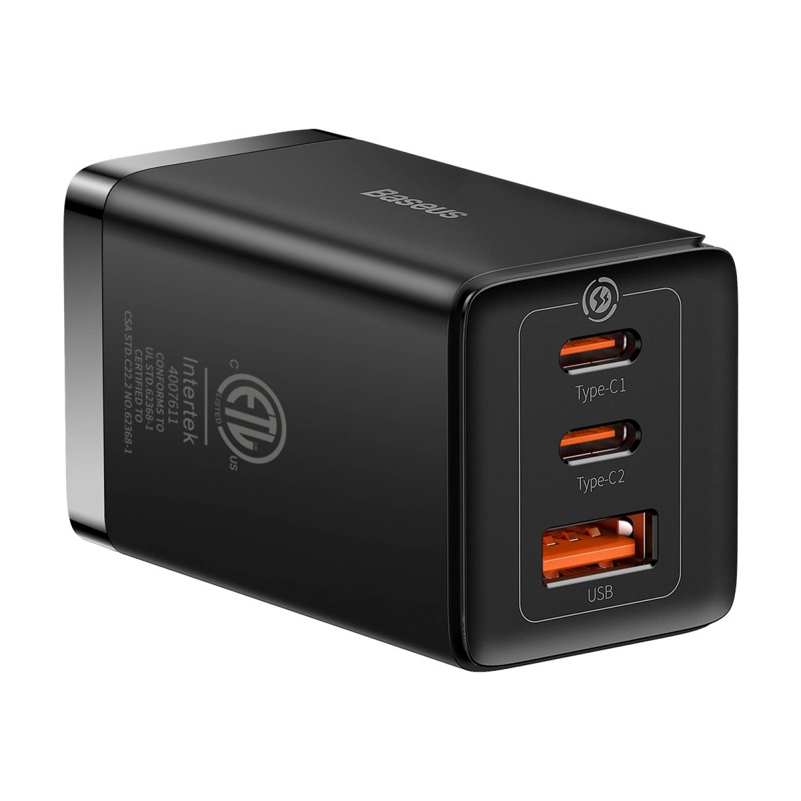 Cargador Baseus CCGP120101 GaN5 Pro Rápido 3 Puertos Negro