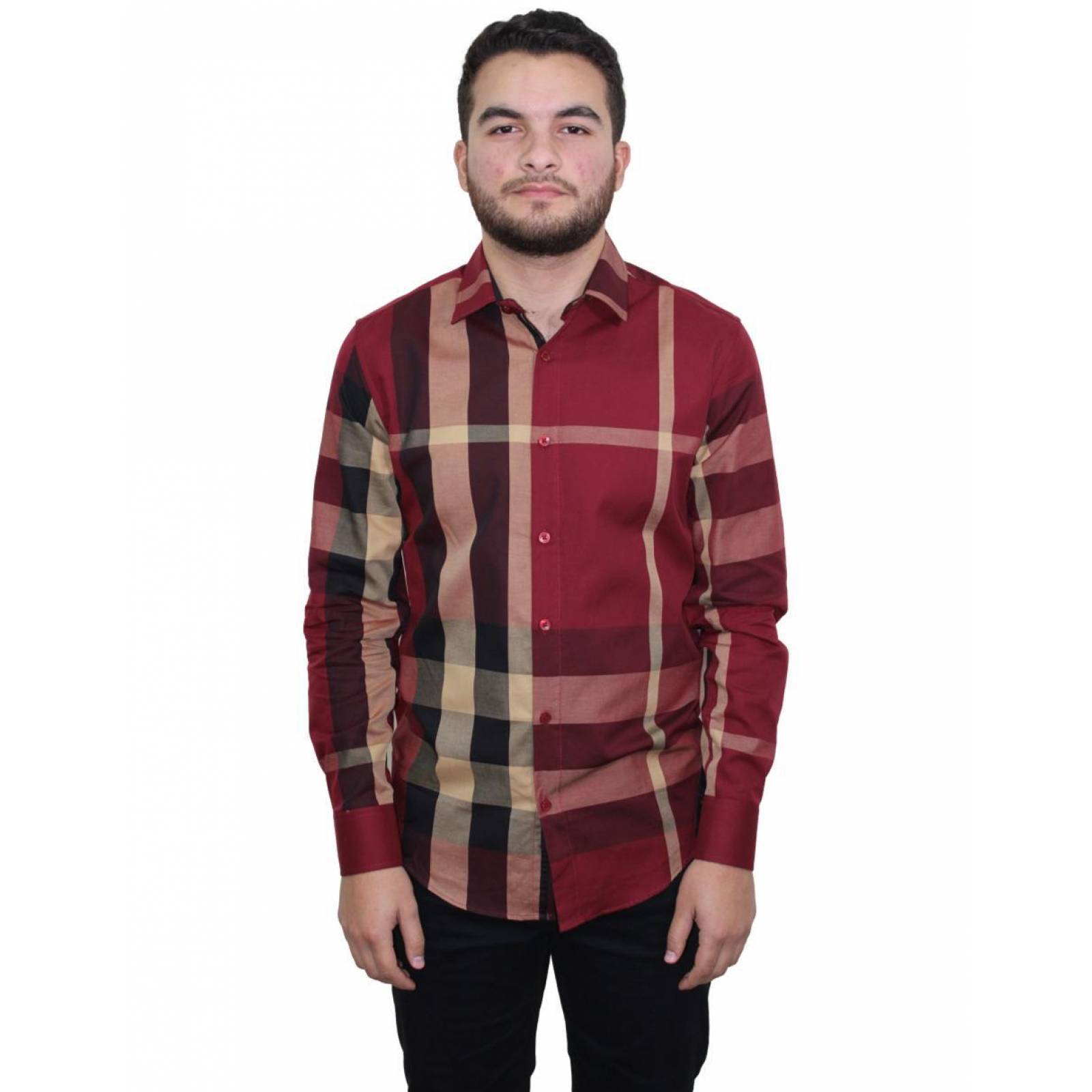 Camisa burgundy para discount hombre