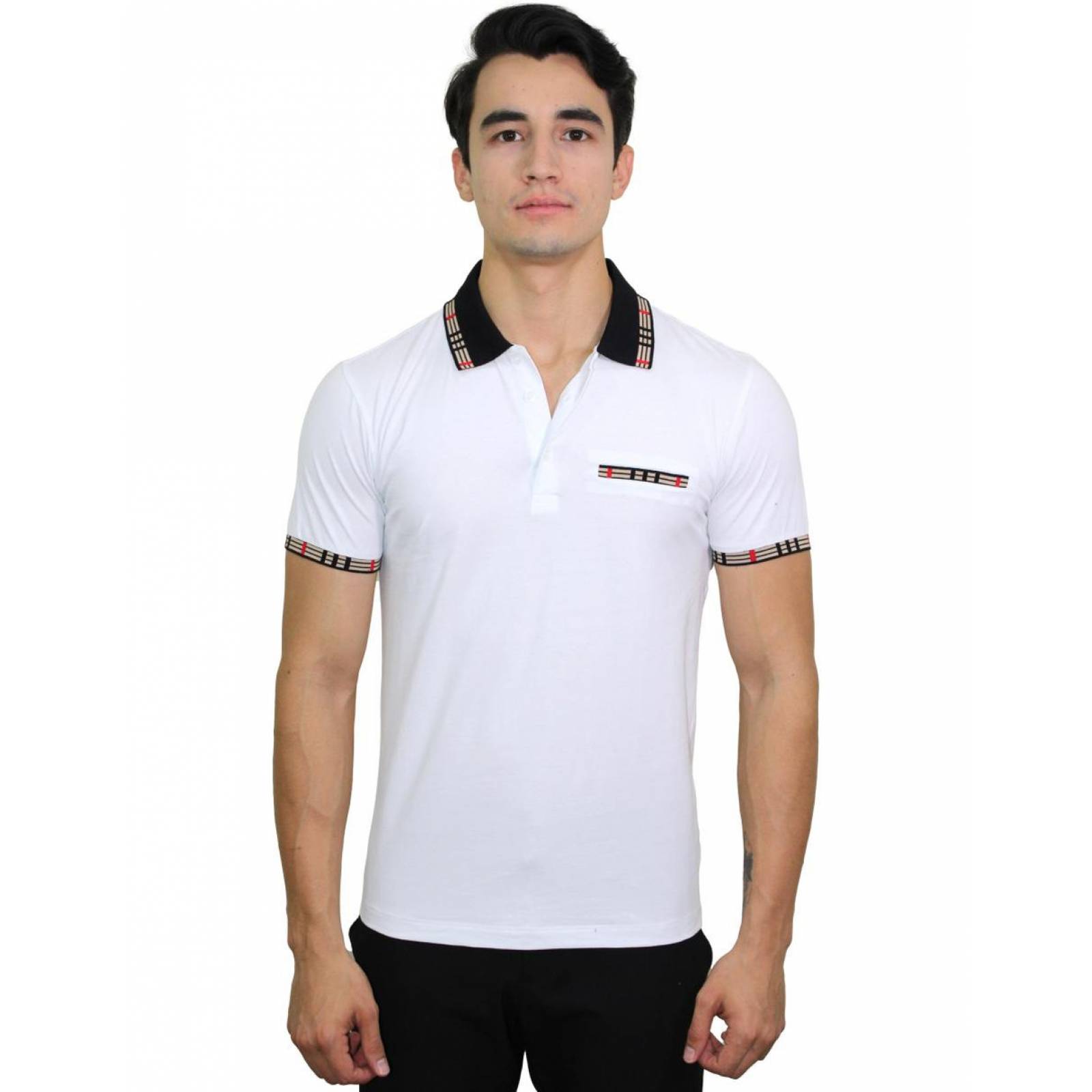 Playera Polo Para Hombre Marca Pavini P-2040-WHITE